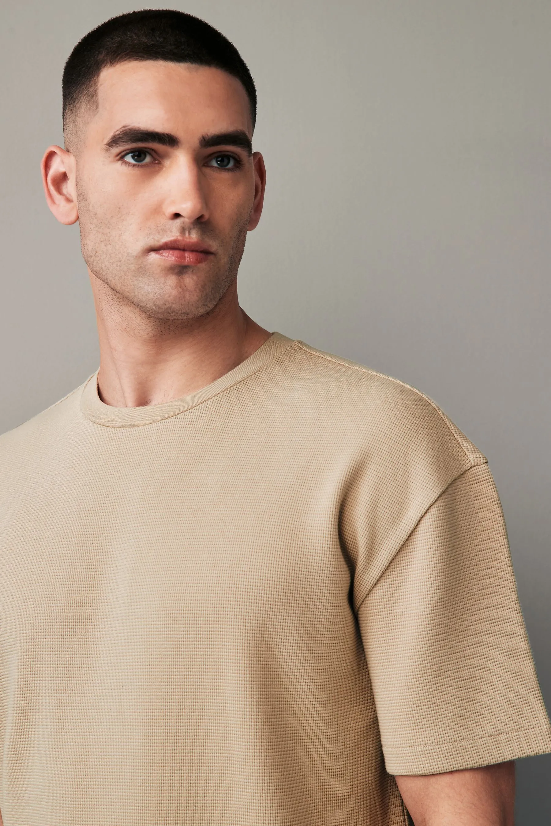 100% Cotone T-Shirt Microwaffle testurizzata    