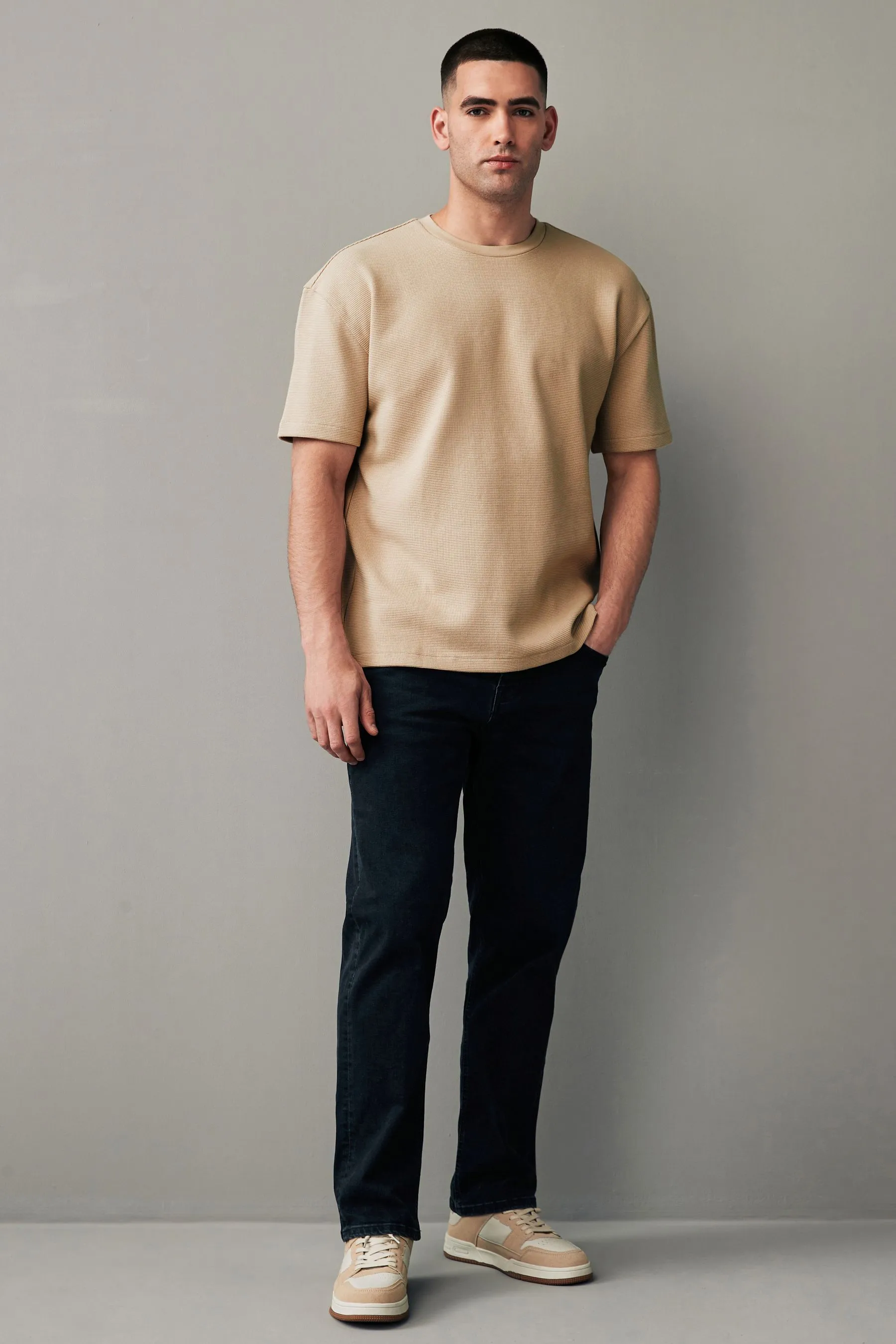 100% Cotone T-Shirt Microwaffle testurizzata    