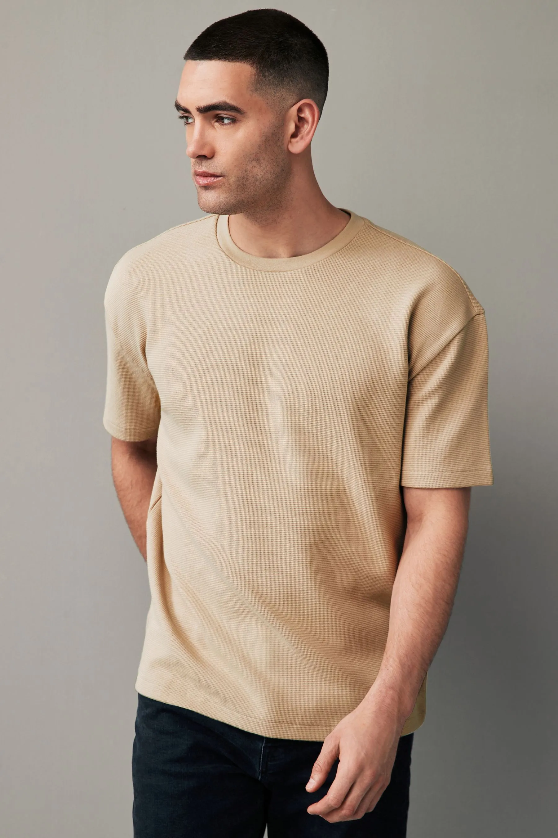 100% Cotone T-Shirt Microwaffle testurizzata    