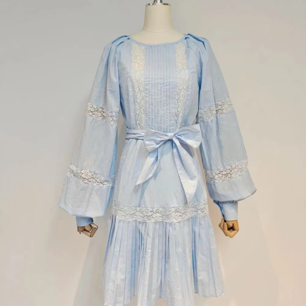 2024 e nuovo stile abito da principessa francese abito blu con piccola fragranza di fascia alta per l'estate da donna