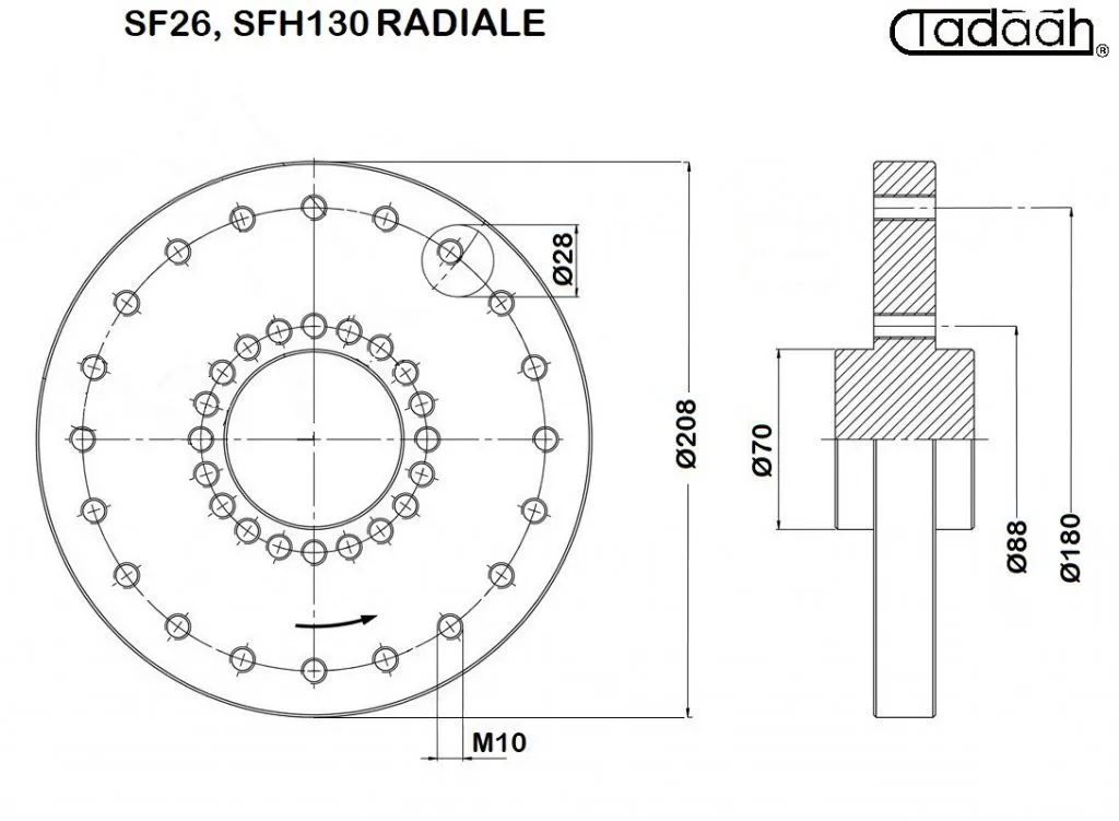 70AR32 Camma standard Radiale per Schütte SF26, SFH130