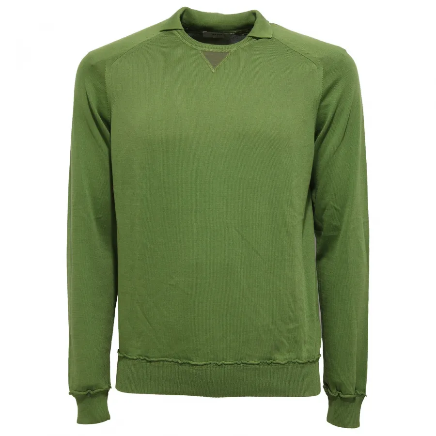 8477W maglione uomo ALPHA STUDIO green sweater cotton men