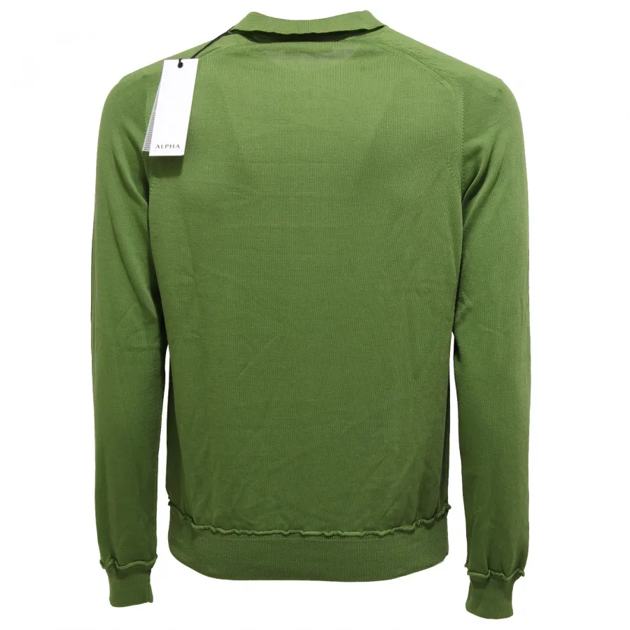 8477W maglione uomo ALPHA STUDIO green sweater cotton men