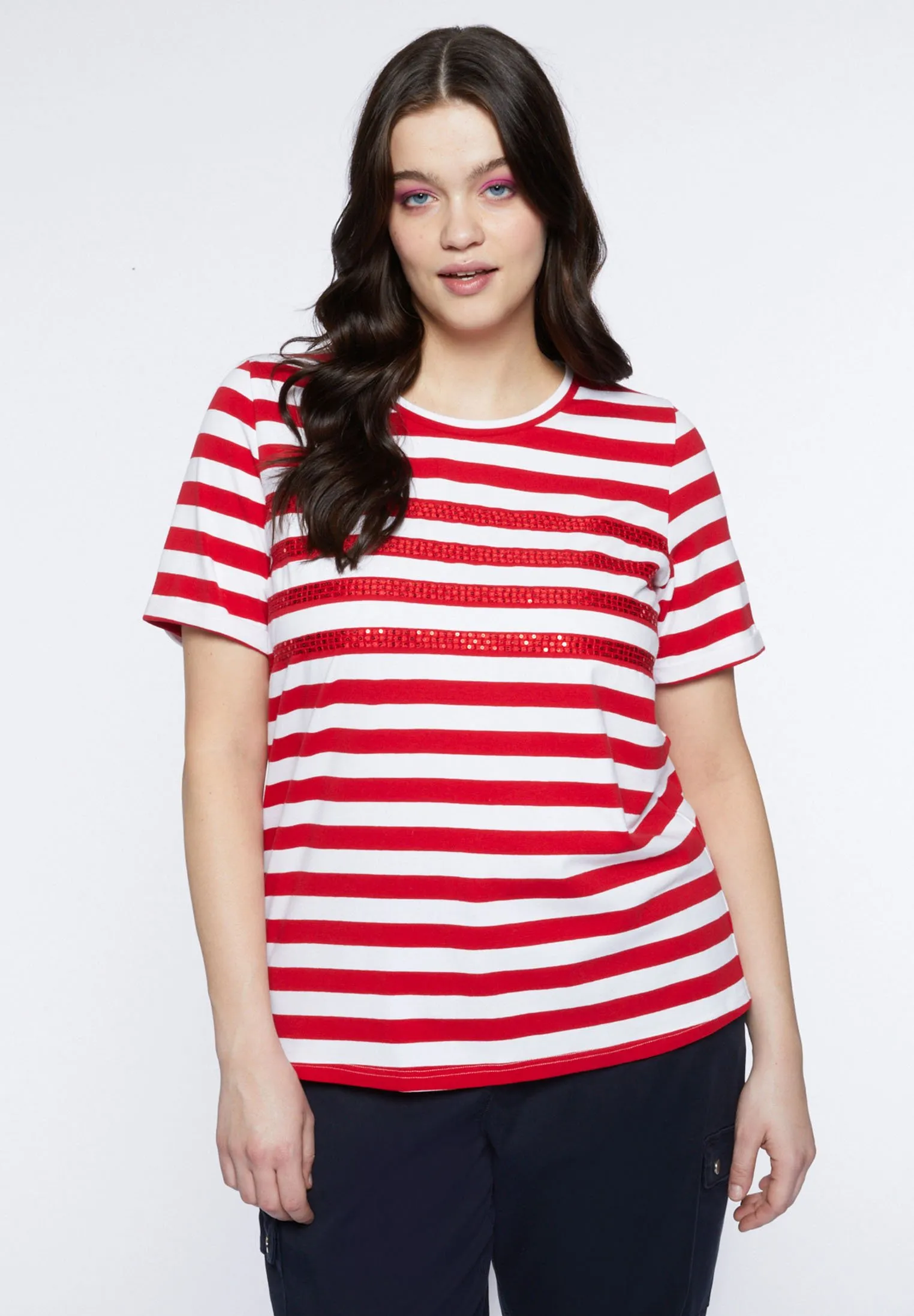A RIGHE CON RICAMO - T-shirt con stampa