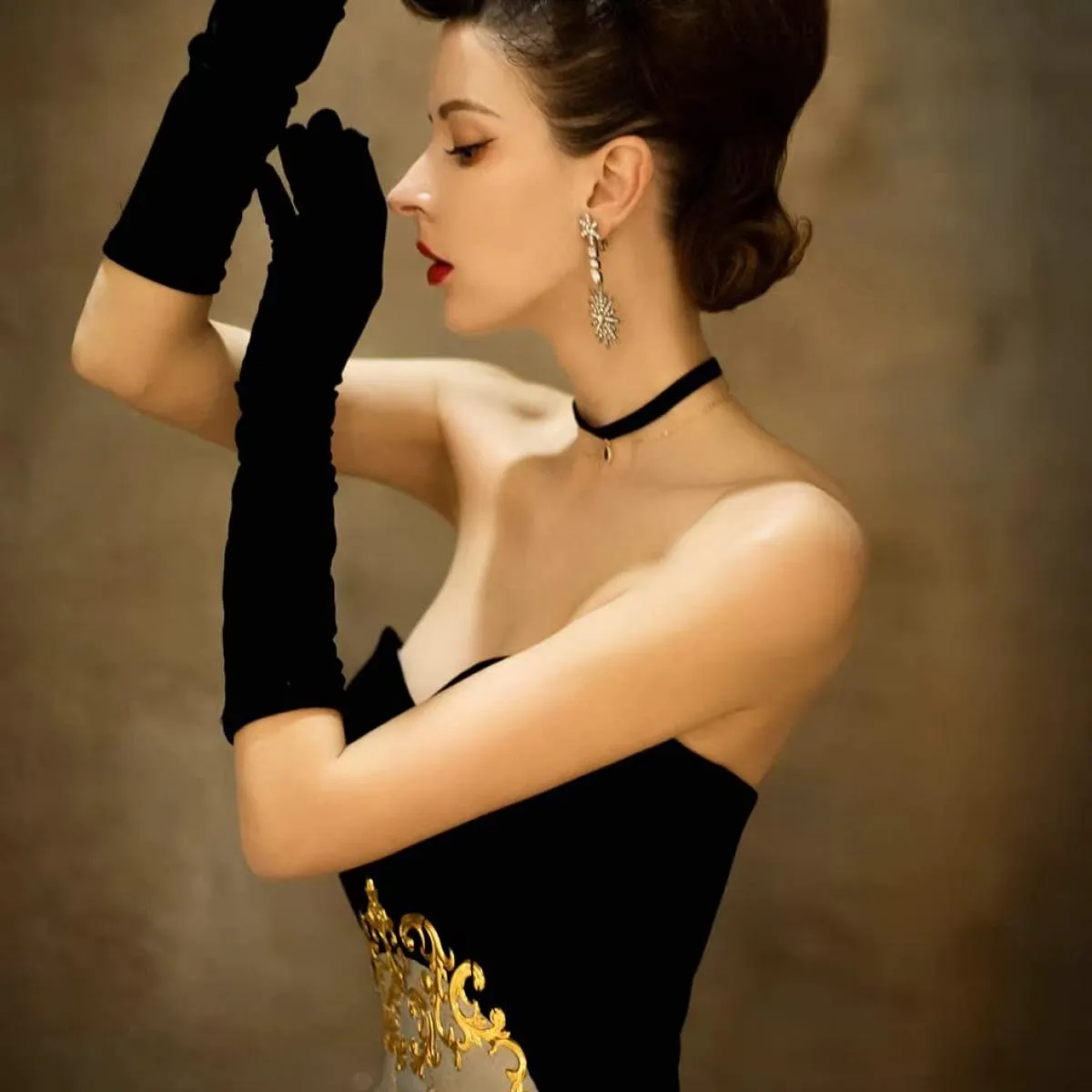 Abito da sera elegante in velluto con colletto a cuore Abito da sposa da sposa Abito da banchetto Abito da principessa affascina