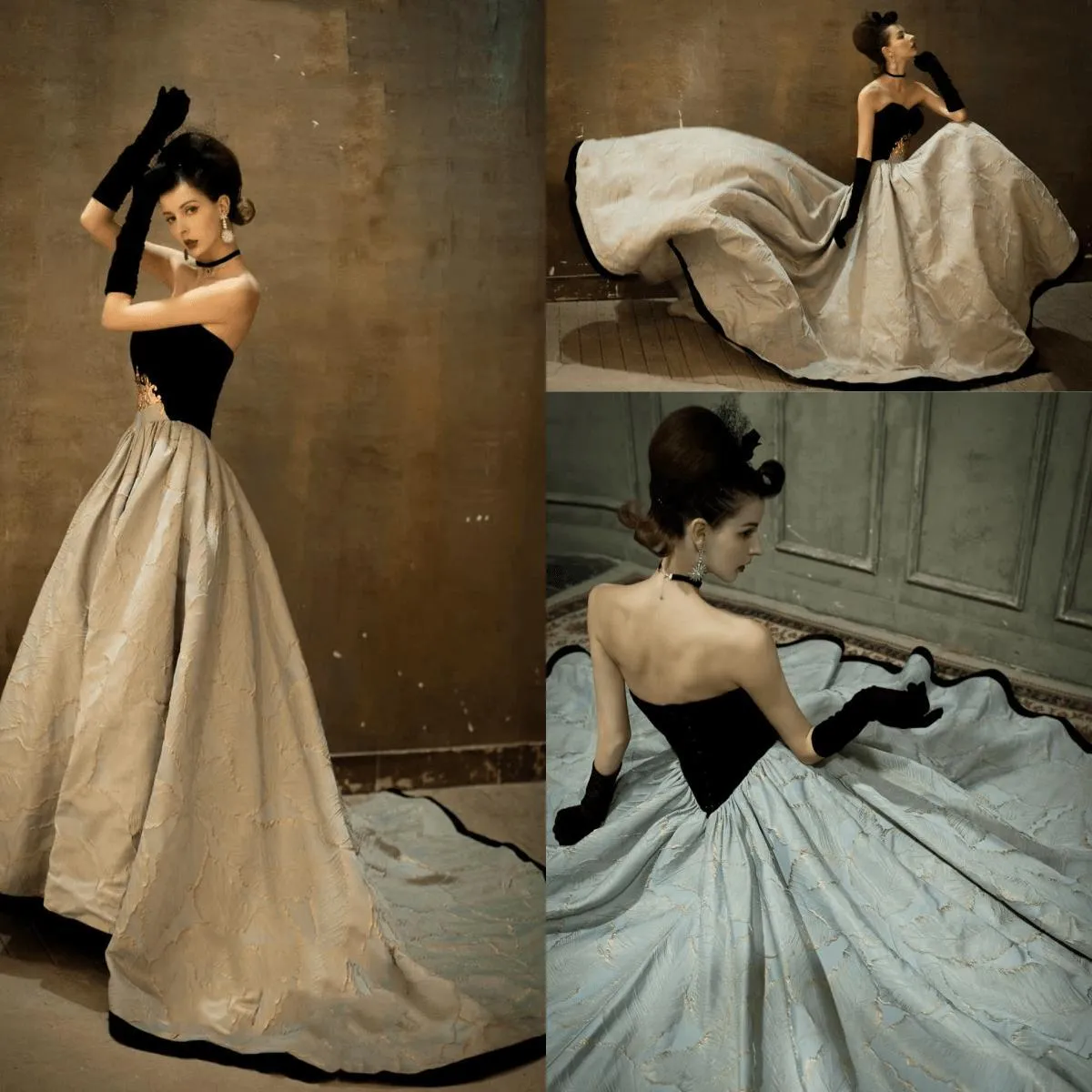 Abito da sera elegante in velluto con colletto a cuore Abito da sposa da sposa Abito da banchetto Abito da principessa affascina