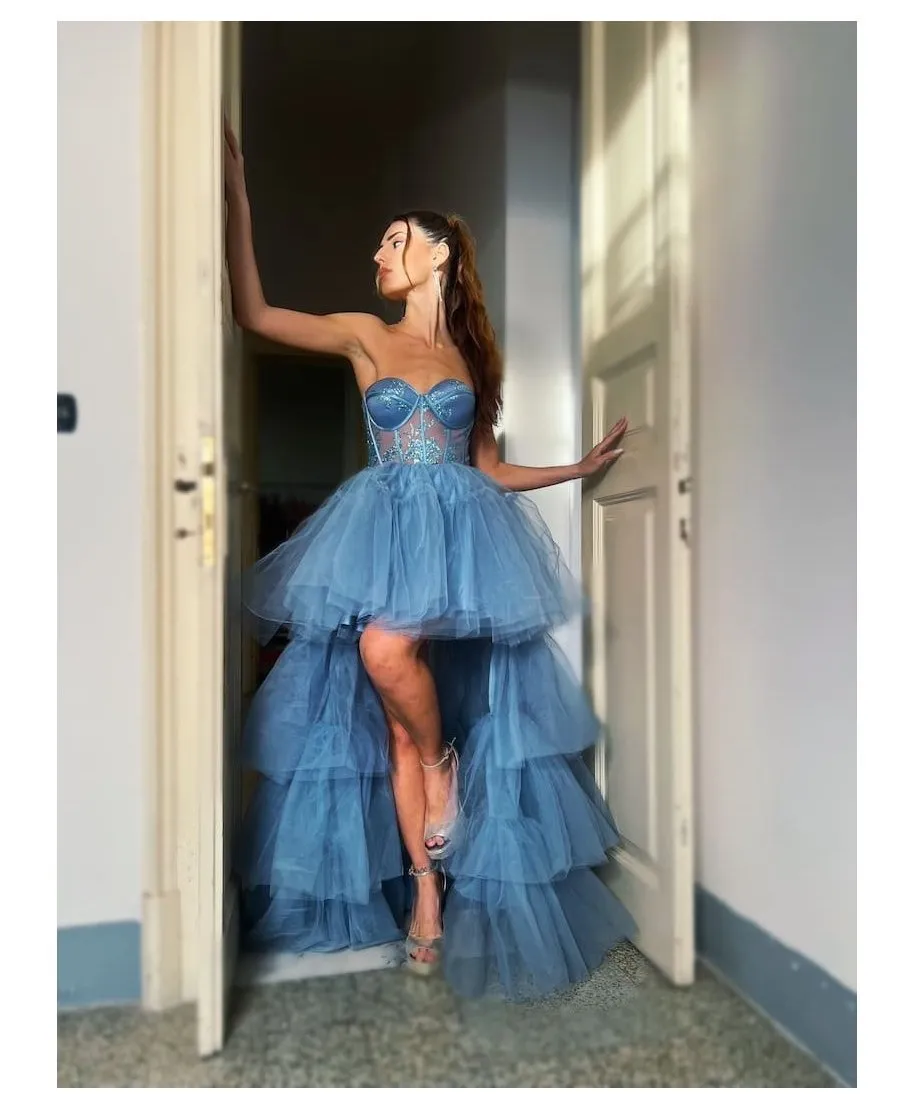 Abito elegante da cerimonia - Hura - Azzurro