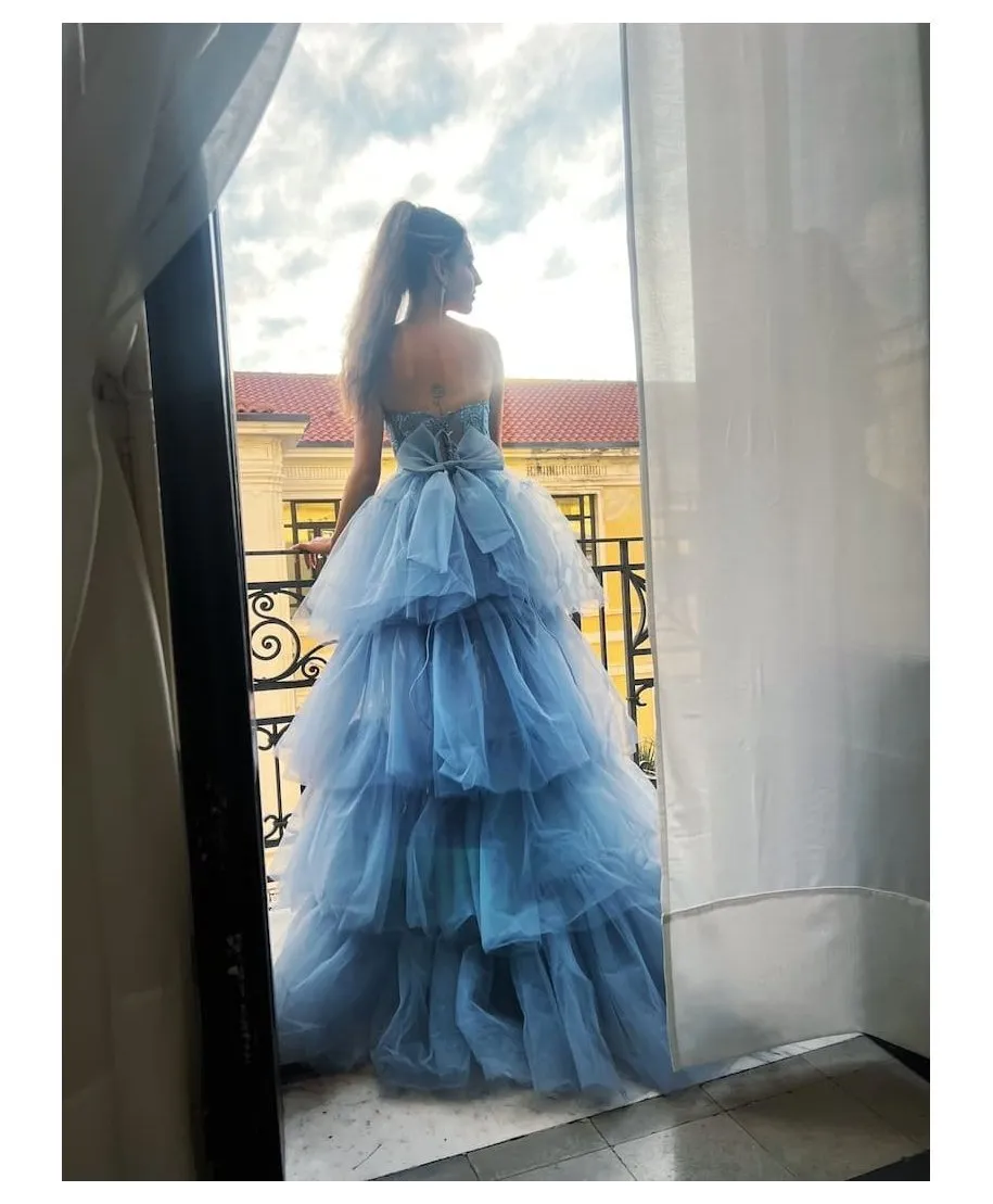 Abito elegante da cerimonia - Hura - Azzurro