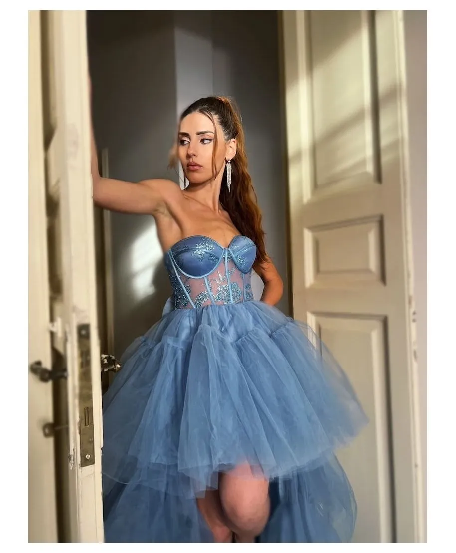 Abito elegante da cerimonia - Hura - Azzurro