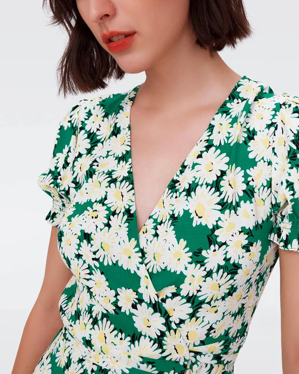 Abito Emilia Mini fiori verde