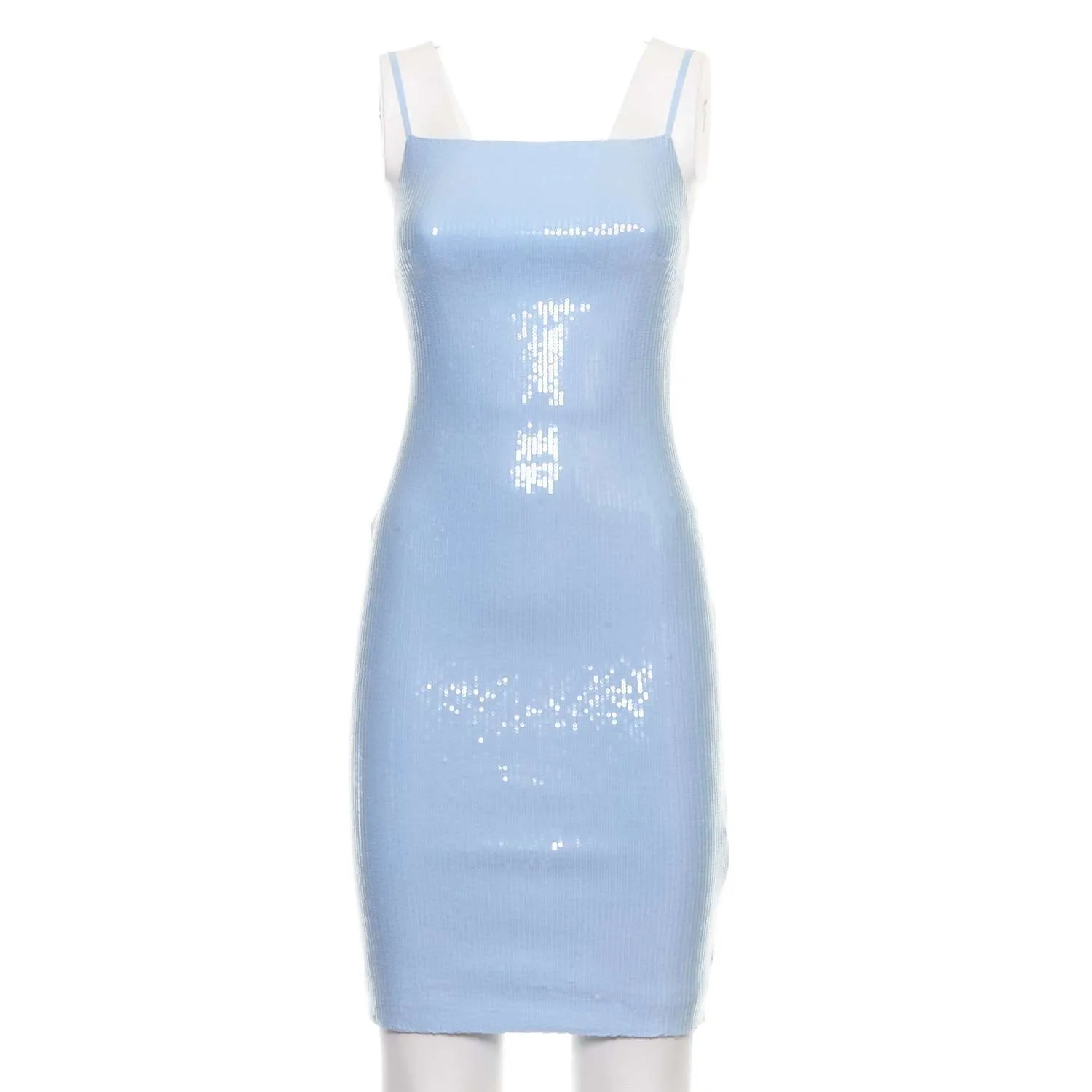 Abito Midi Con Paillettes Azzurre