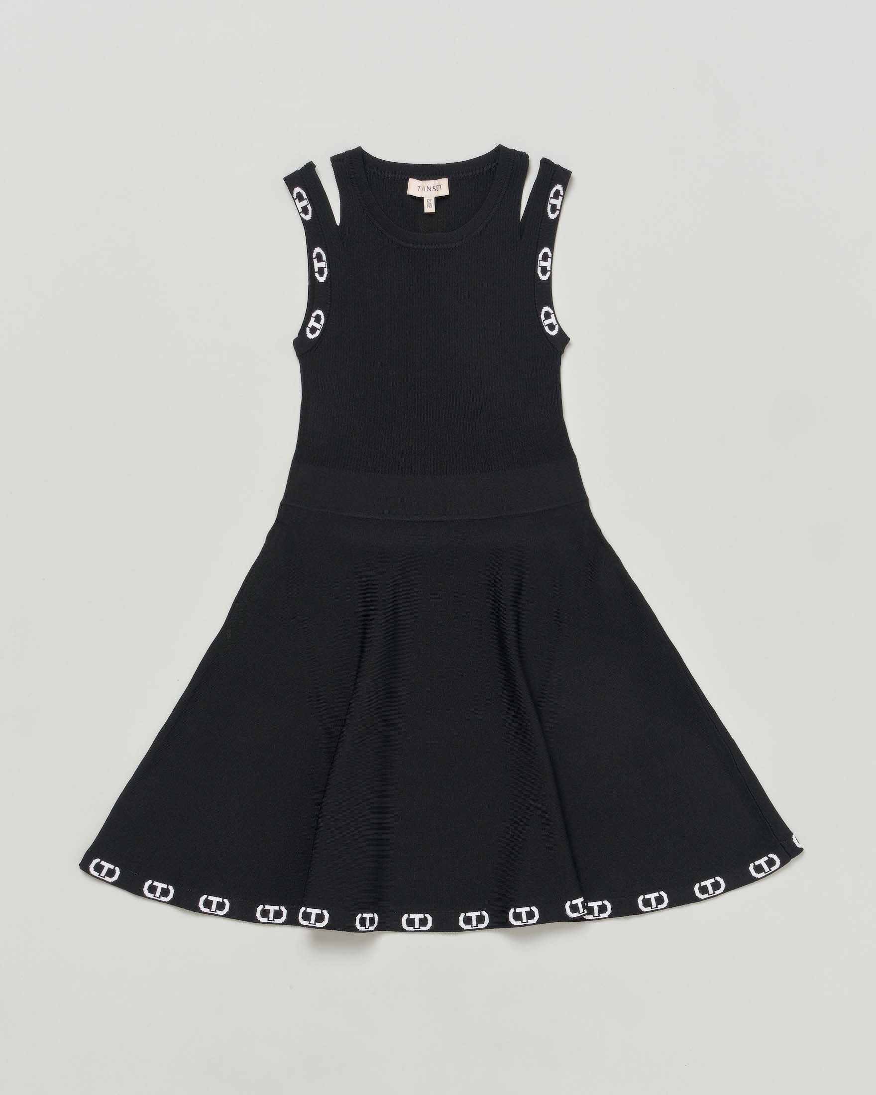 Abito nero smanicato in viscosa stretch con cut-out 10-16 anni