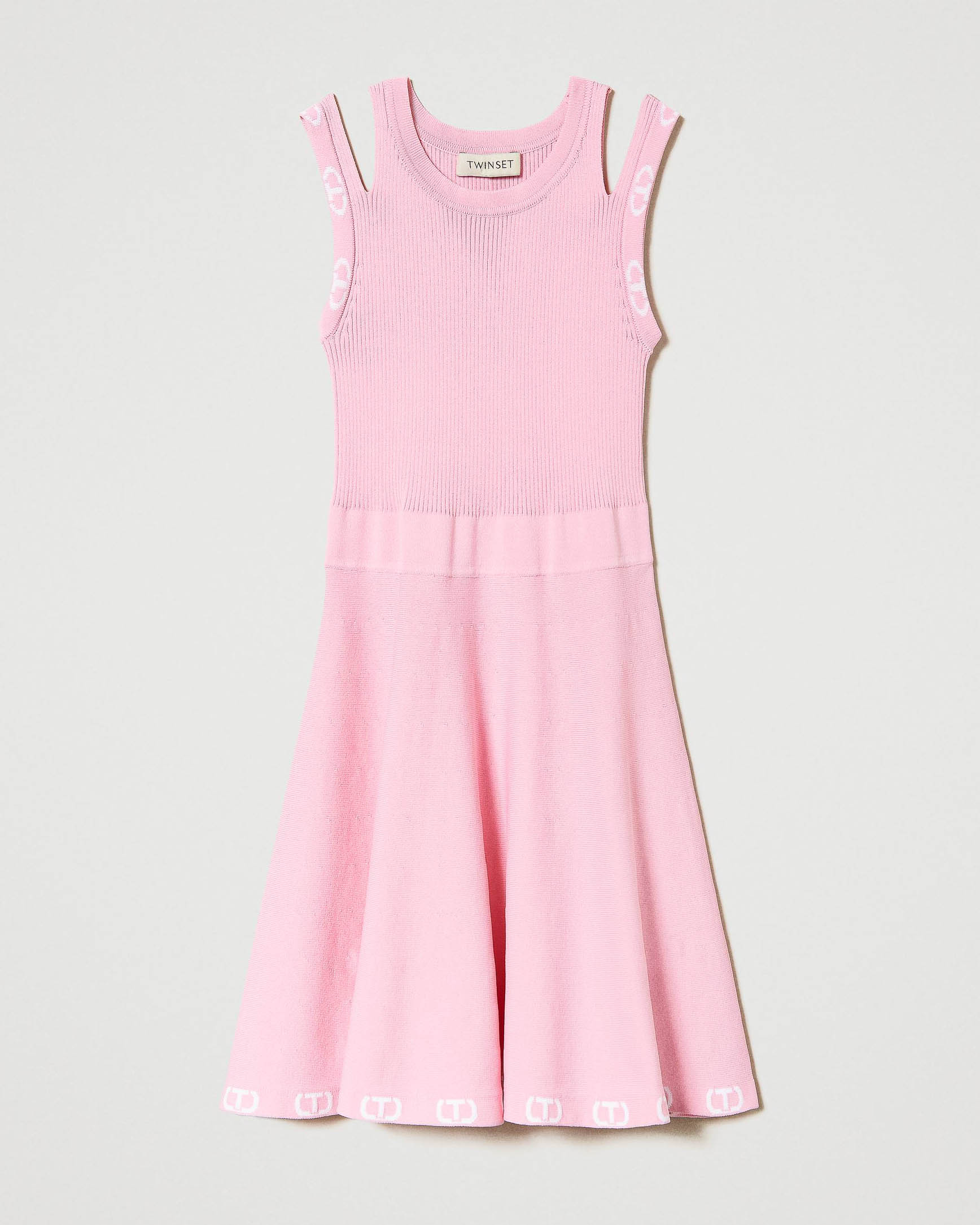 Abito rosa smanicato in viscosa stretch con cut-out 10-14 anni