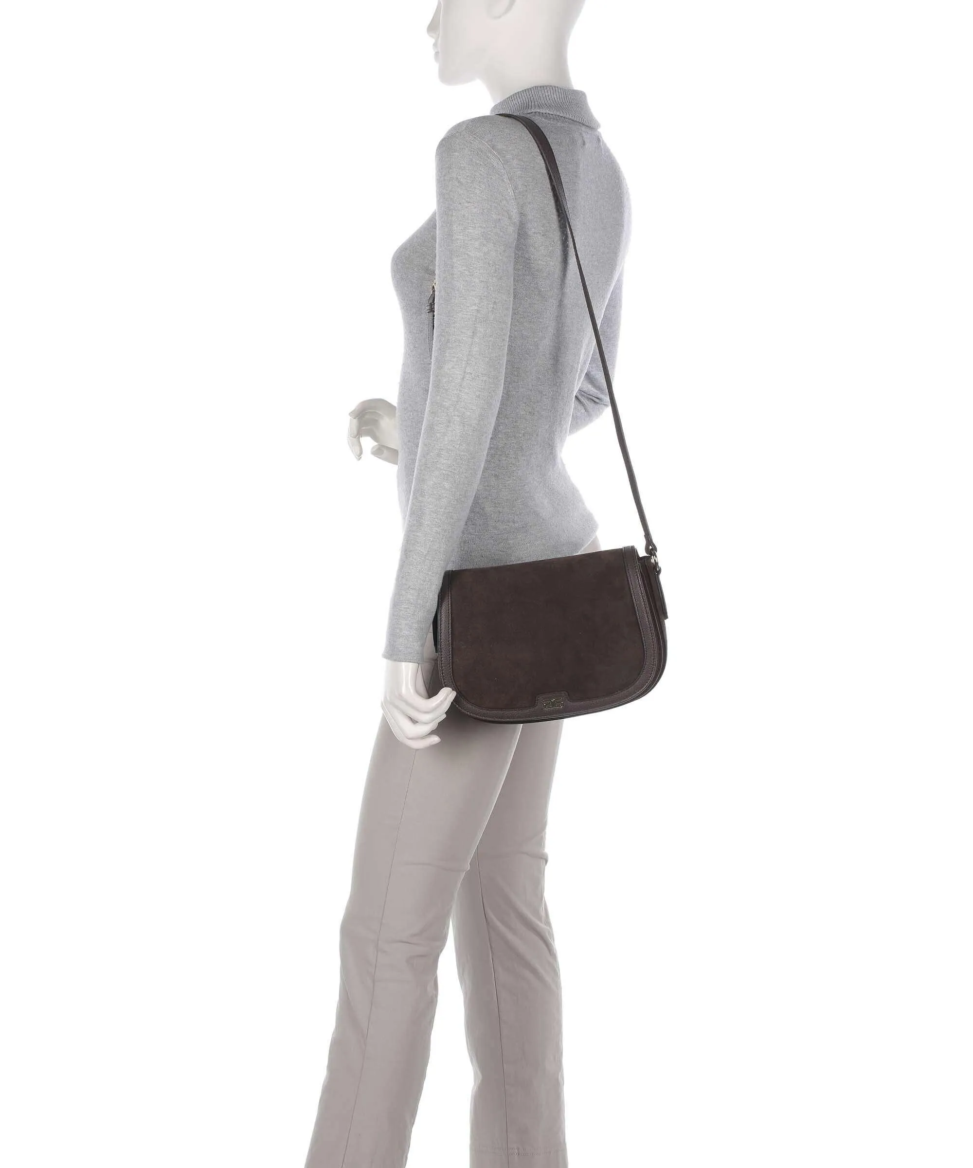  Abro Suede Rosalia Borsa a tracolla pelle bovina ruvida, pelle di vacchetta grana marrone scuro  