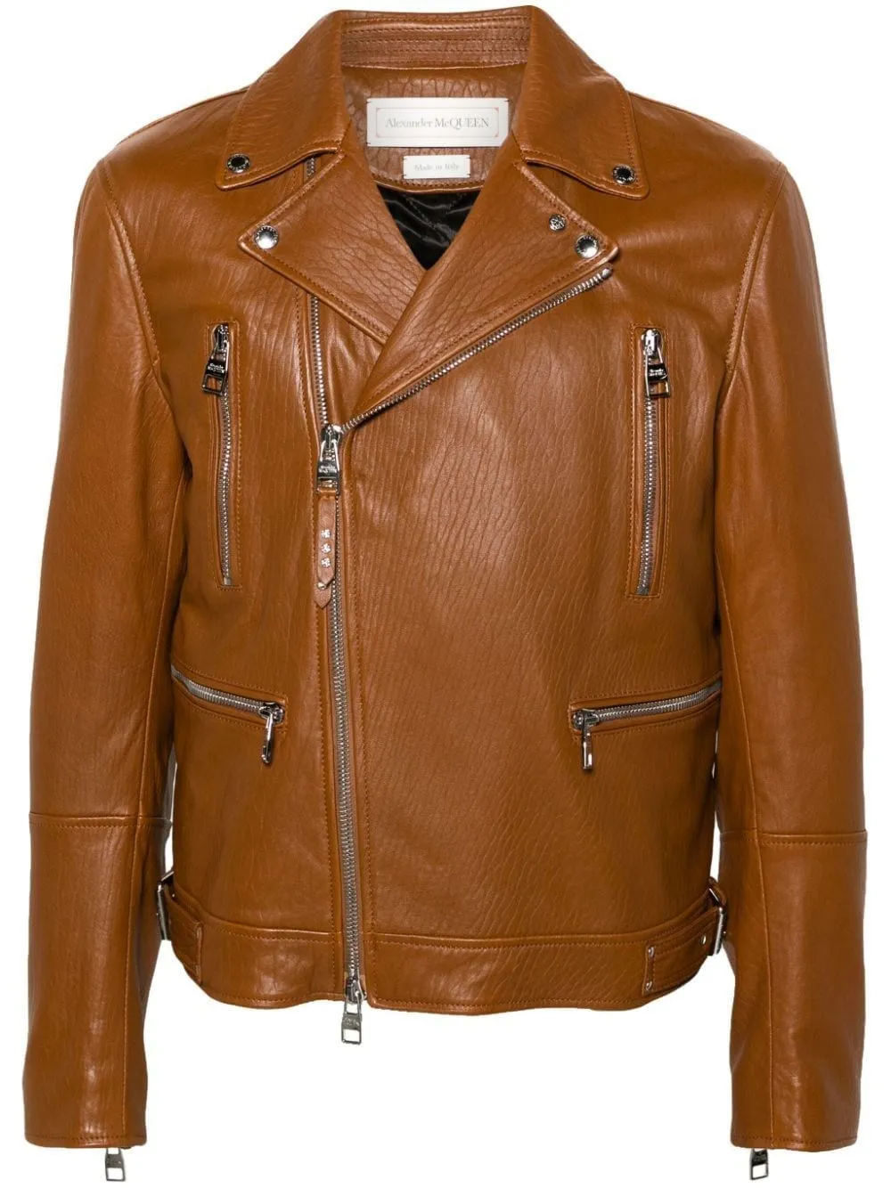  Alexander Mcqueen  Giacca biker in pelle tabacco  