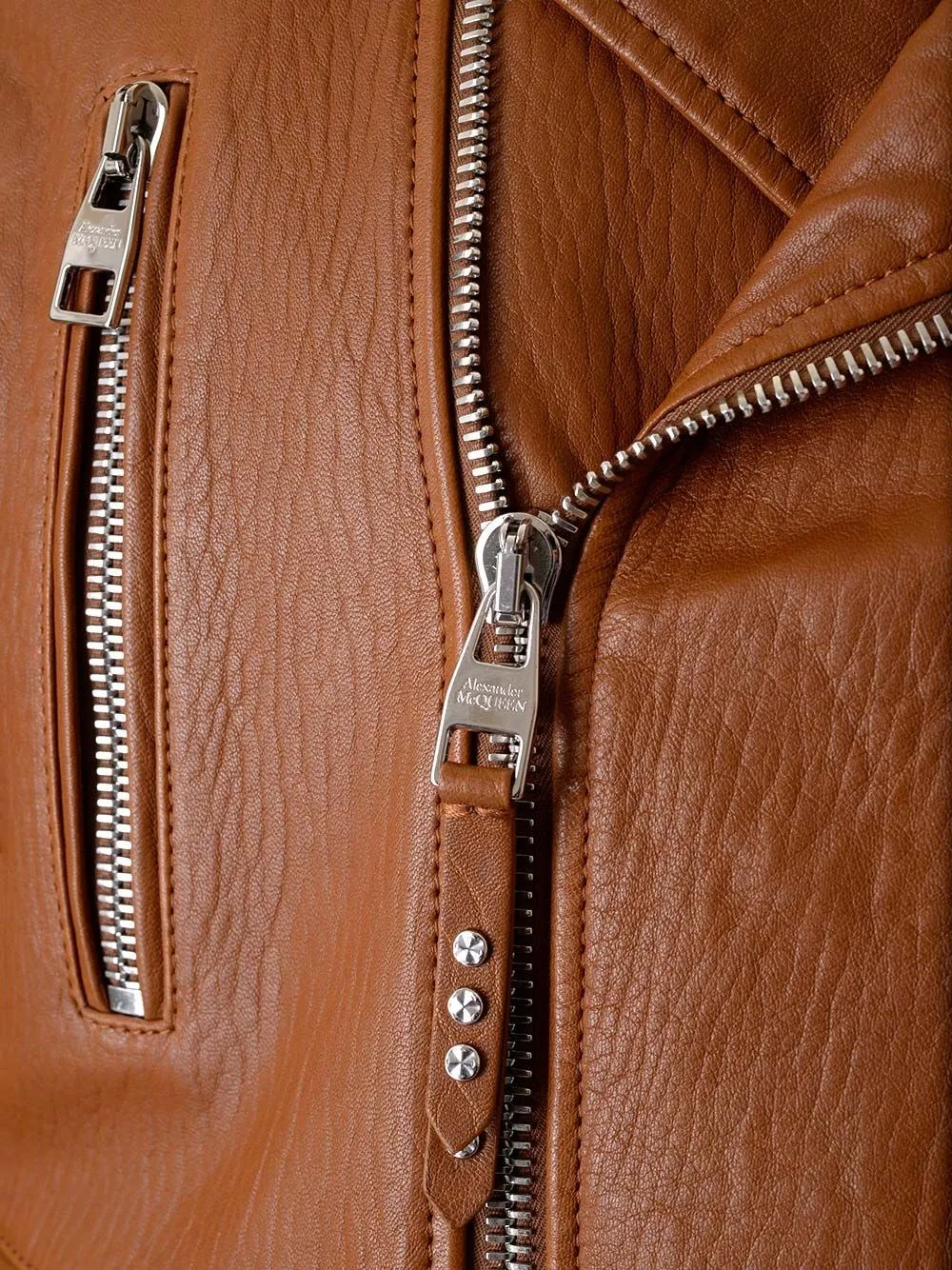  Alexander Mcqueen  Giacca biker in pelle tabacco  