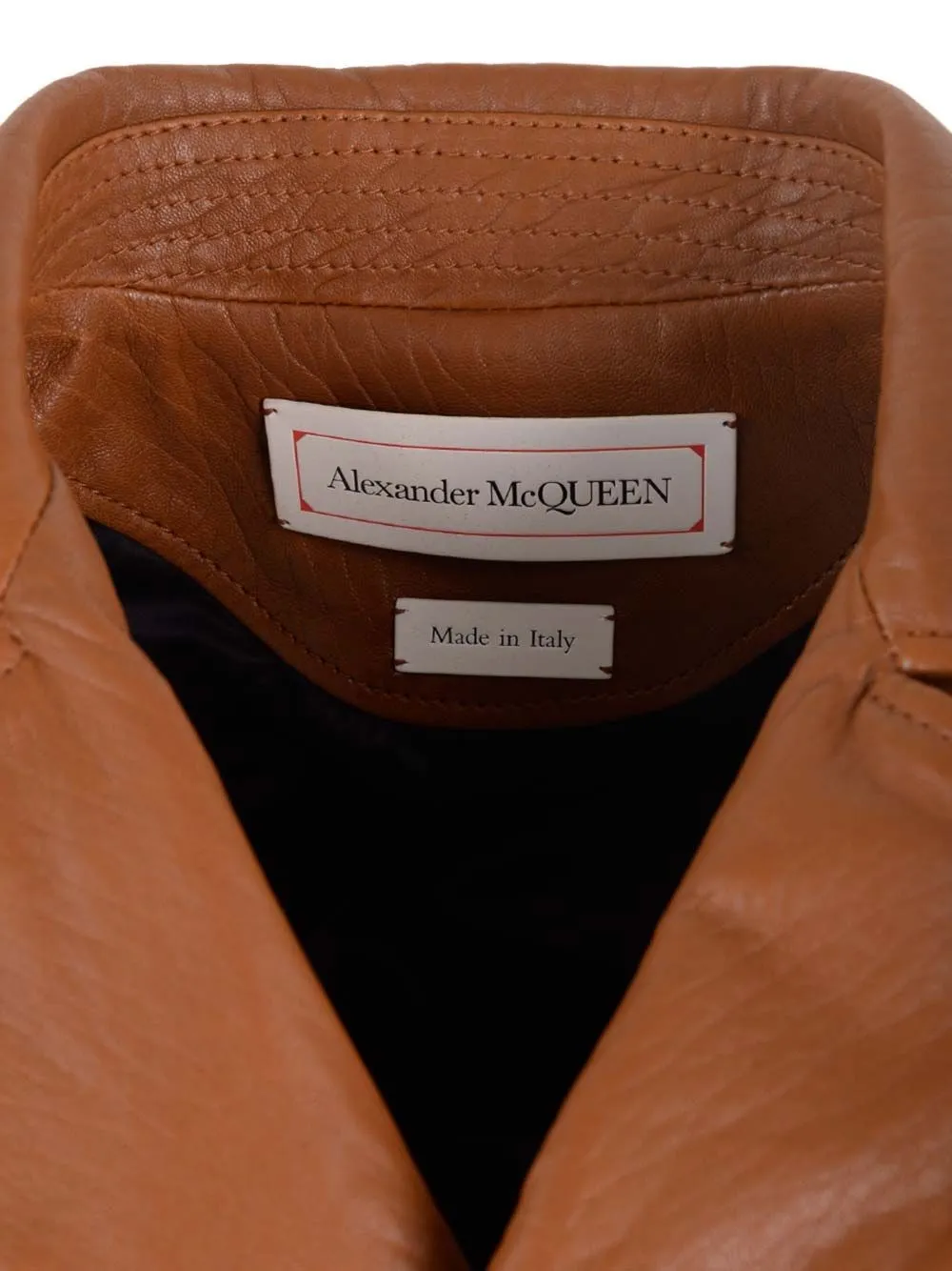   Alexander Mcqueen  Giacca biker in pelle tabacco  
