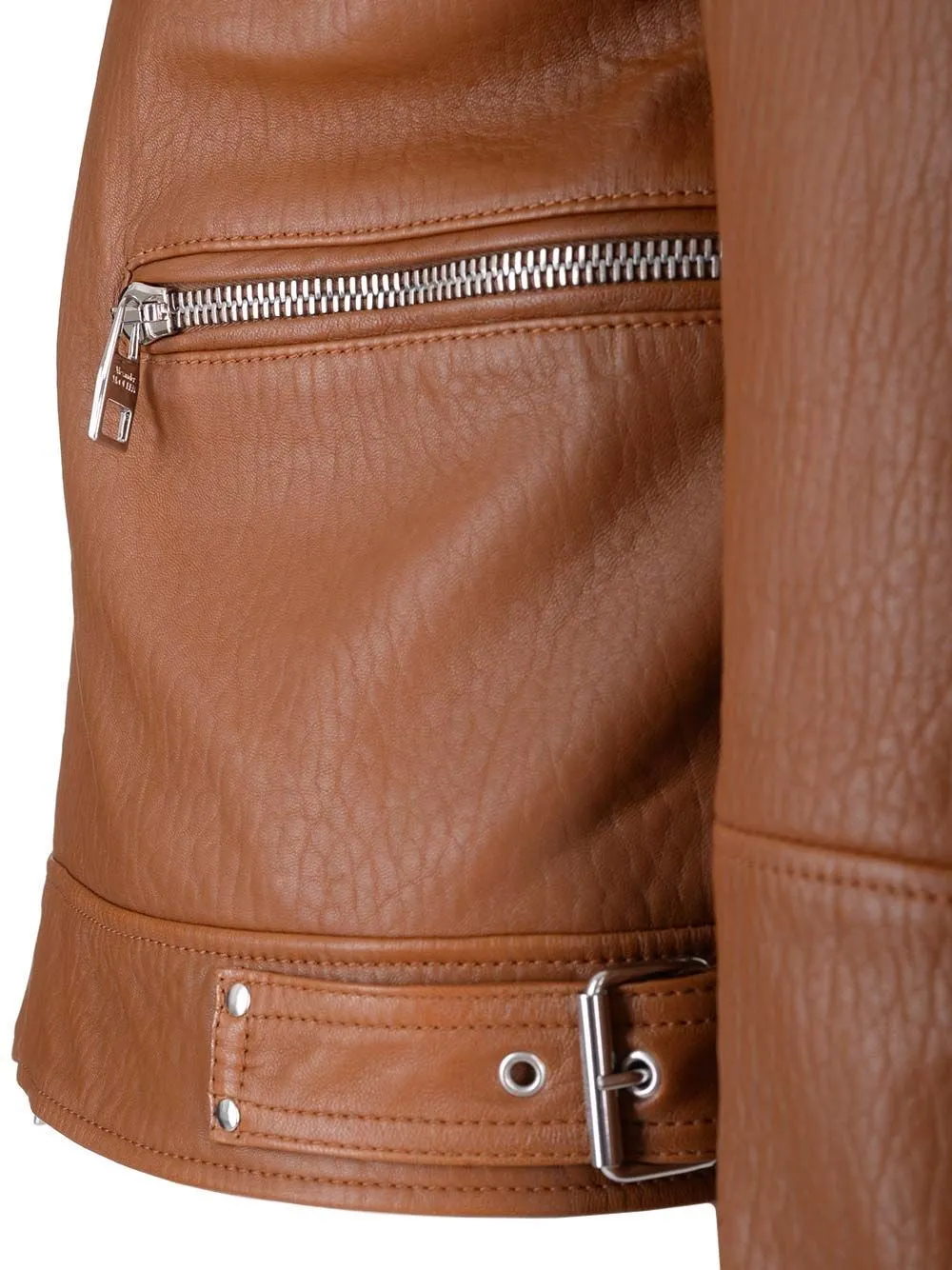   Alexander Mcqueen  Giacca biker in pelle tabacco  