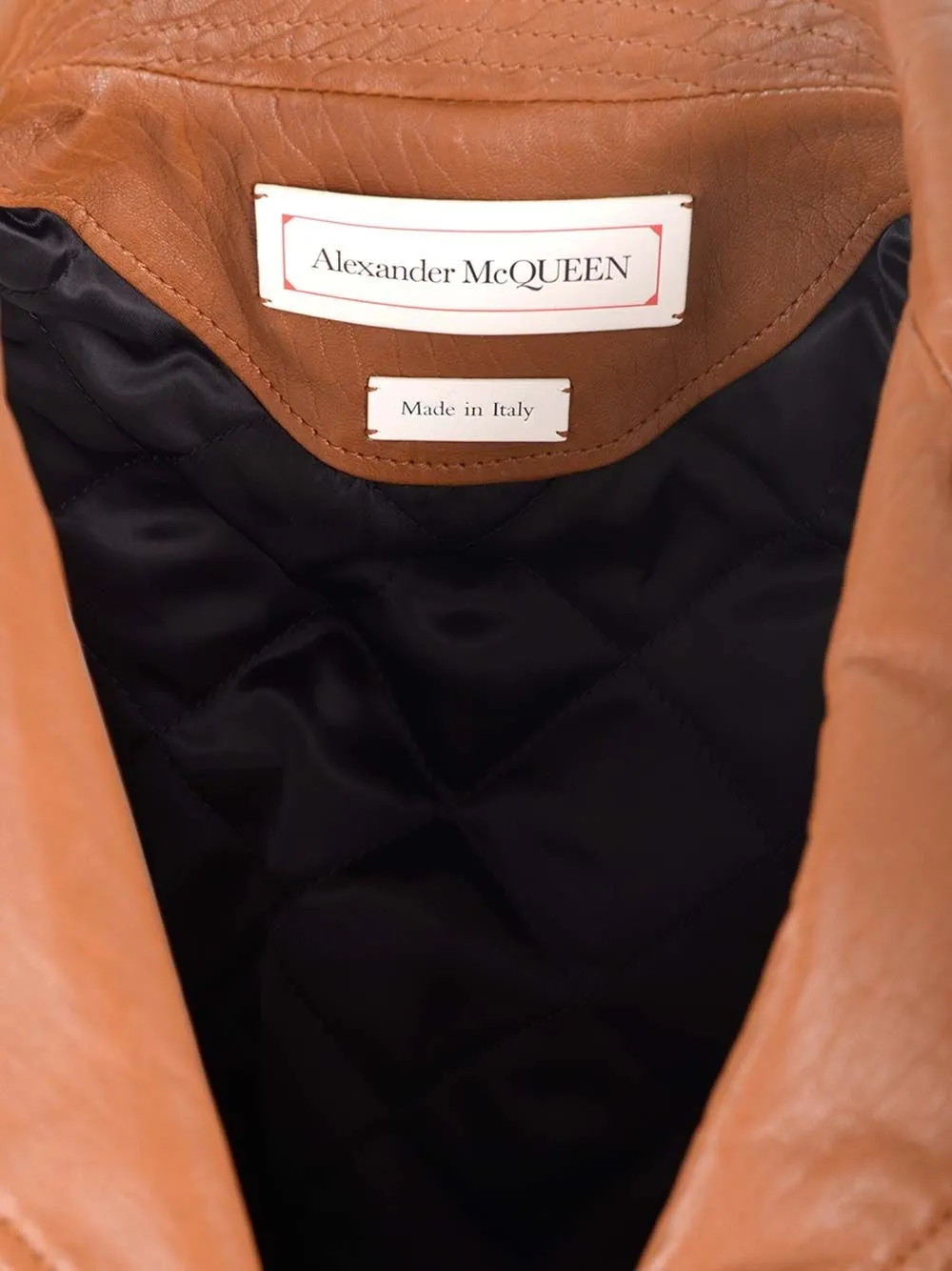   Alexander Mcqueen  Giacca biker in pelle tabacco  