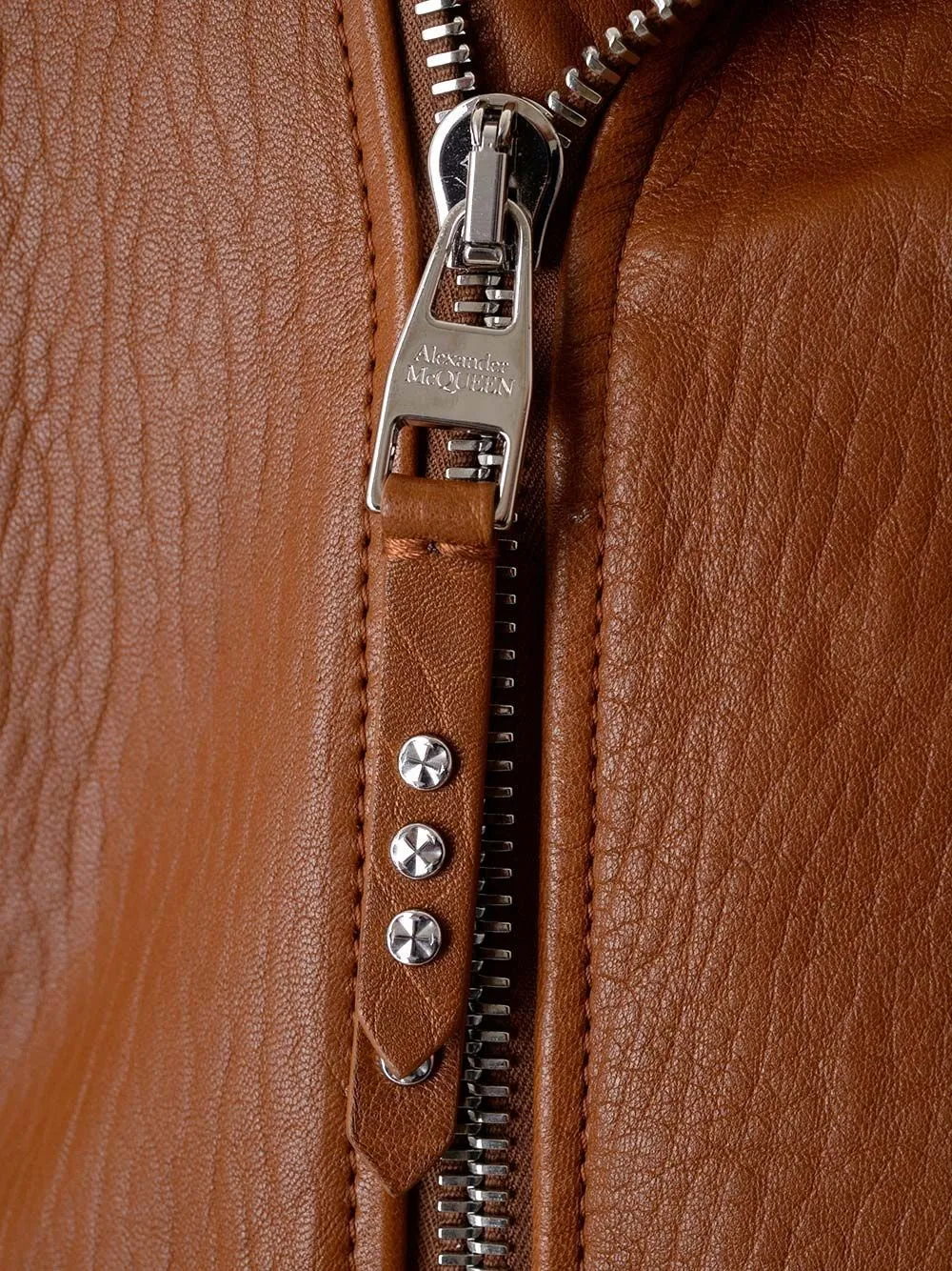   Alexander Mcqueen  Giacca biker in pelle tabacco  