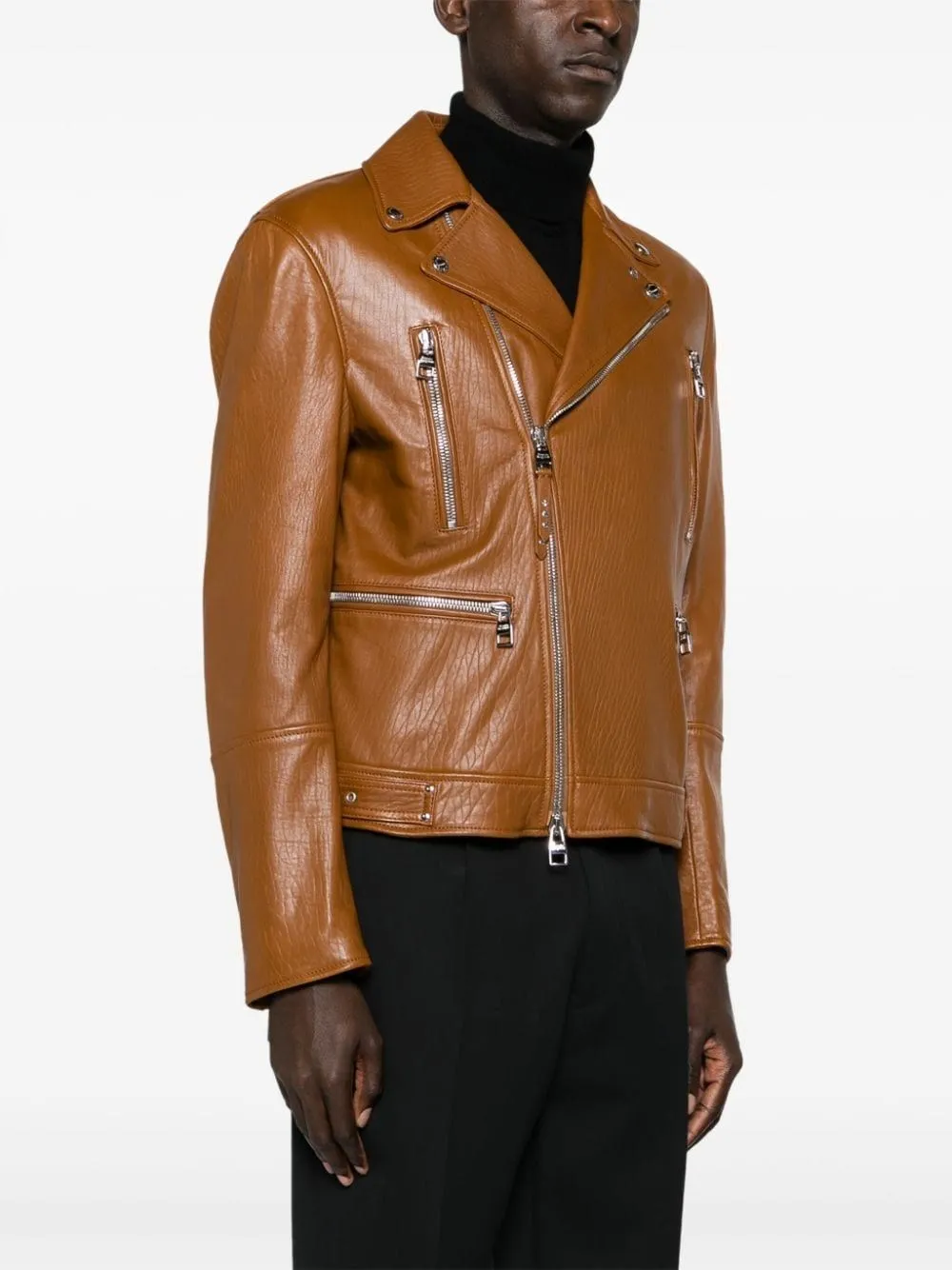   Alexander Mcqueen  Giacca biker in pelle tabacco  