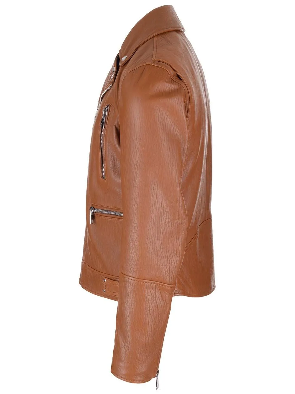   Alexander Mcqueen  Giacca biker in pelle tabacco  