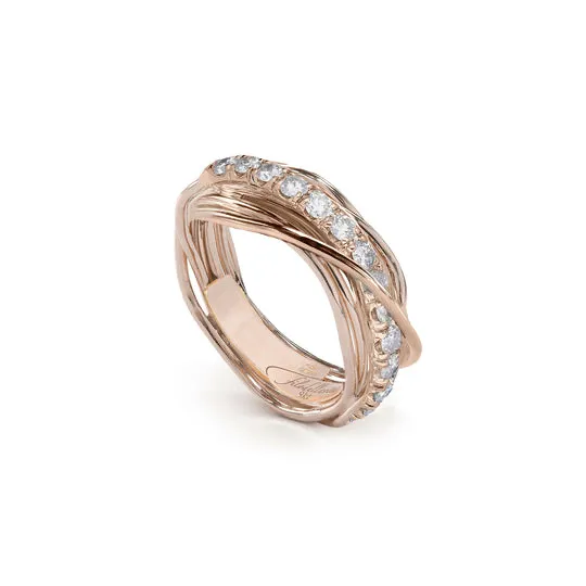 ANELLO FILODELLAVITA 7 FILI IN ORO ROSA 9KT E DIAMANTI BIANCHI ART.AN112RBT