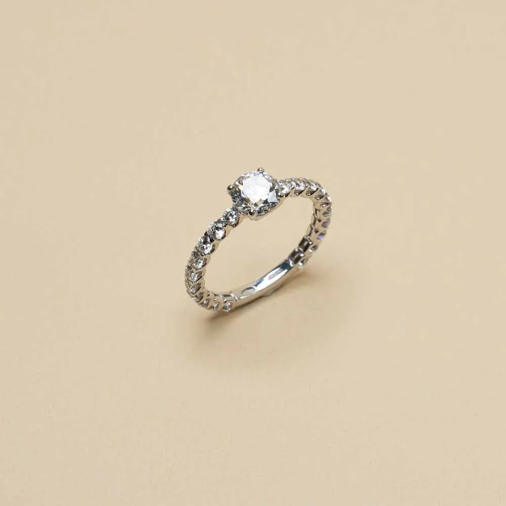 Anello Solitario Riviera in Oro Bianco 18kt