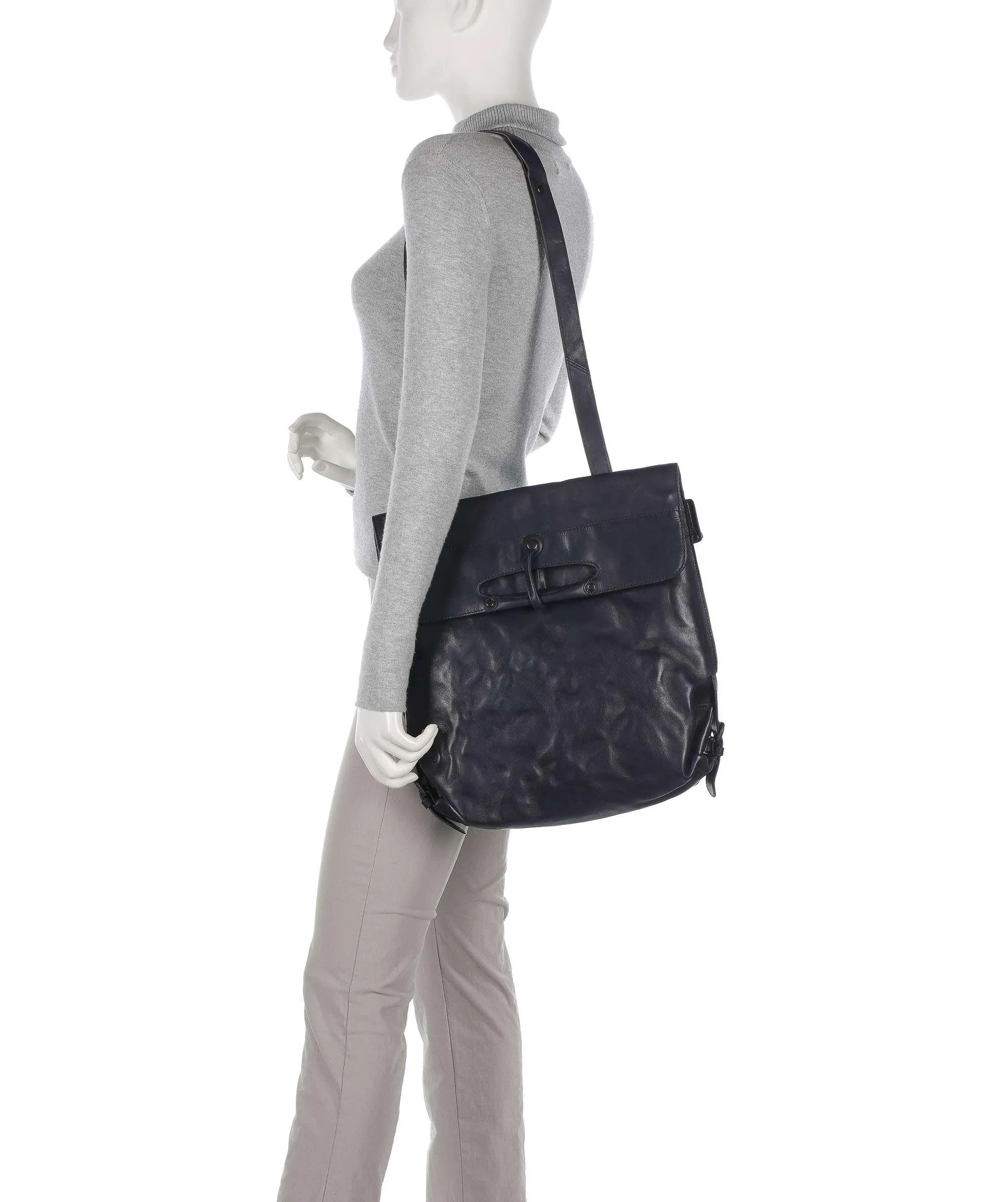  Aunts & Uncles Grandma's Luxury Club Mrs. Apple Strudel Borsa a zainetto 15″ pelle di vacchetta grana blu scuro  