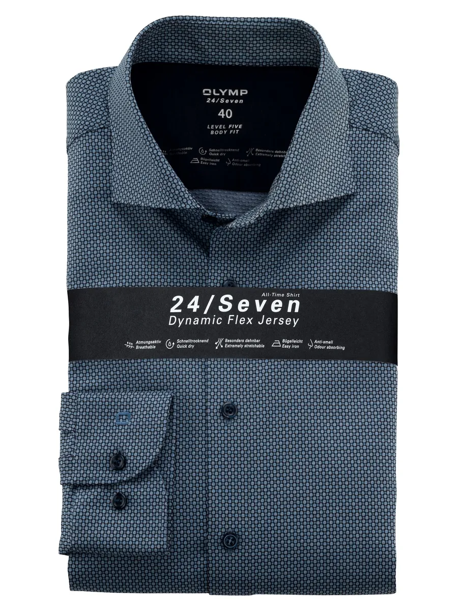 Blue olymp shirt in slim fit jersey