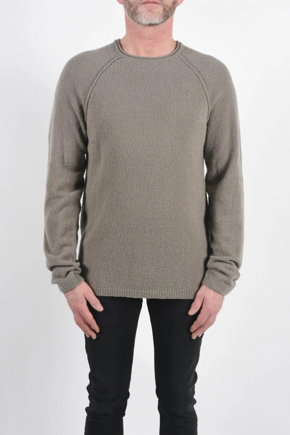 Boiled Wool Round Neck Knit Taupe