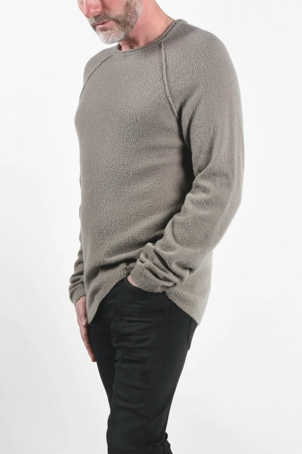 Boiled Wool Round Neck Knit Taupe