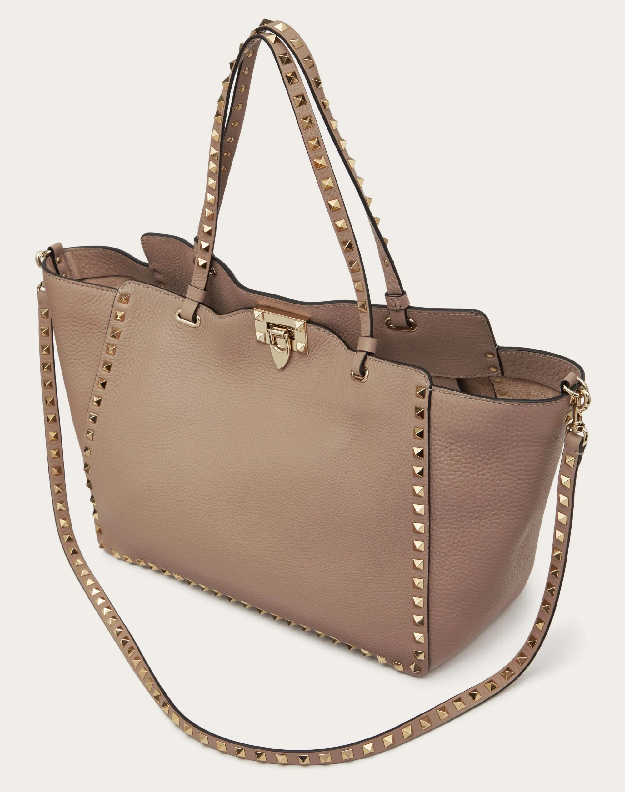 BORSA MEDIA ROCKSTUD IN VITELLO GRANATO