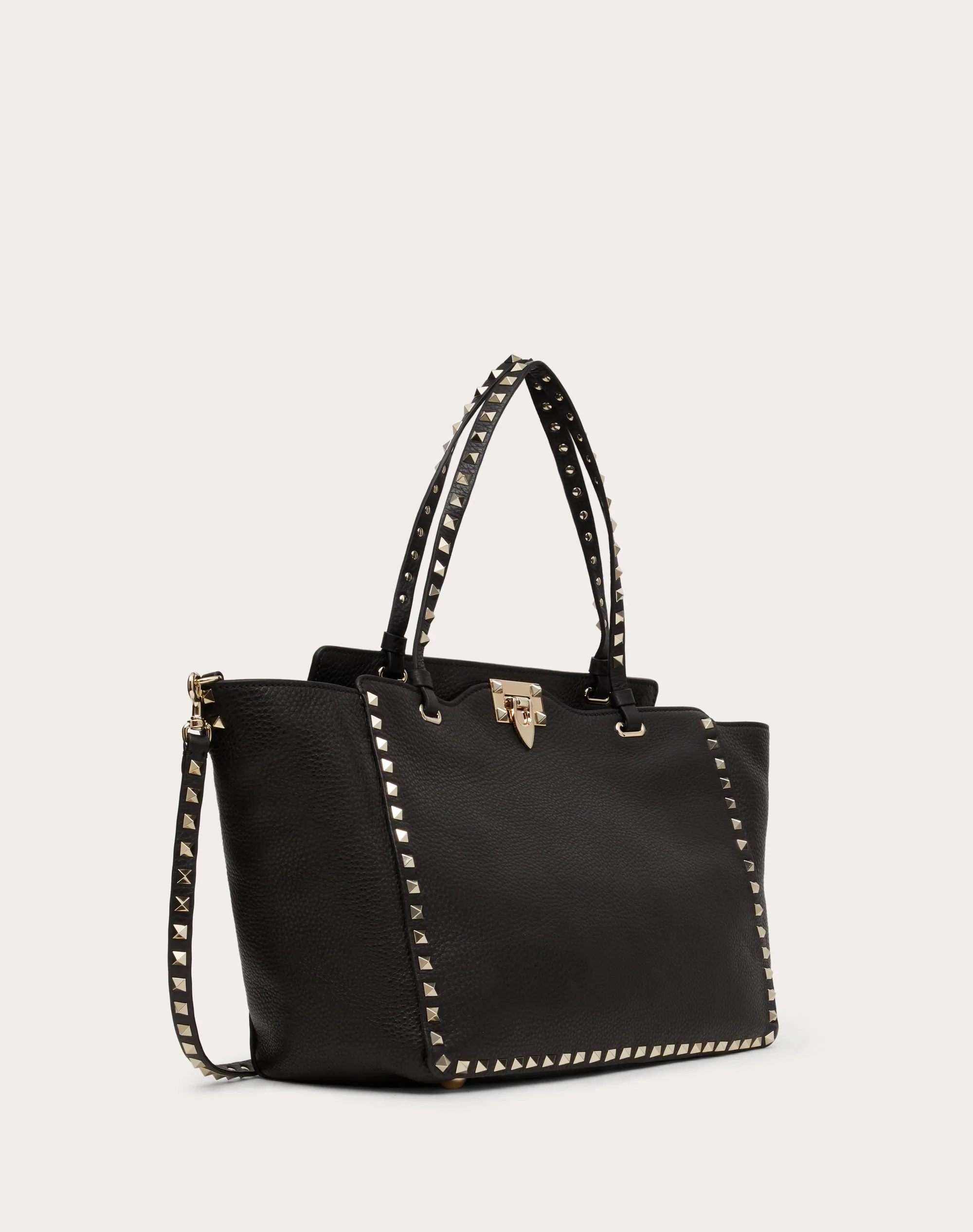 BORSA MEDIA ROCKSTUD IN VITELLO GRANATO