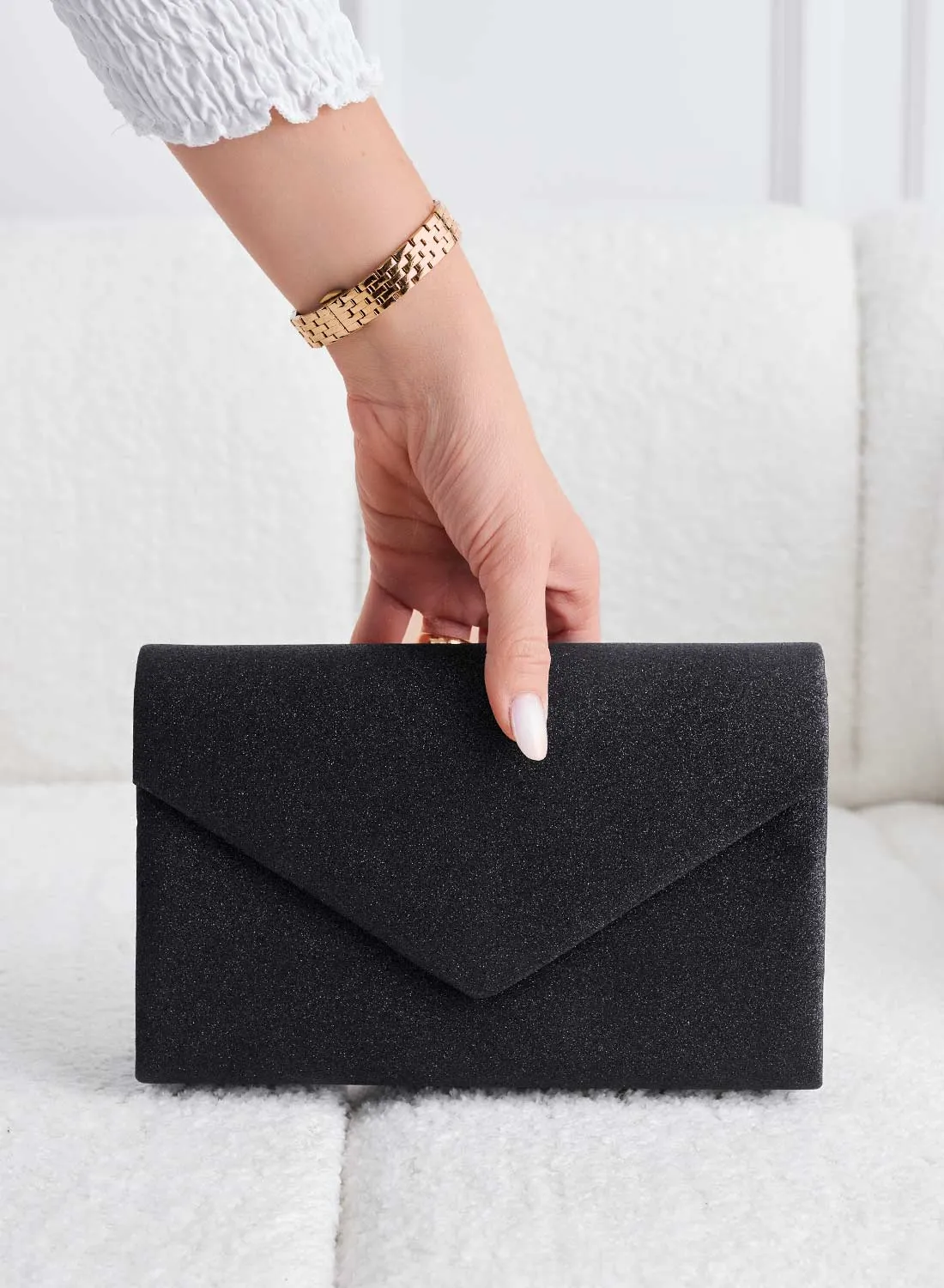 Borsa pochette nera in glitter B236
