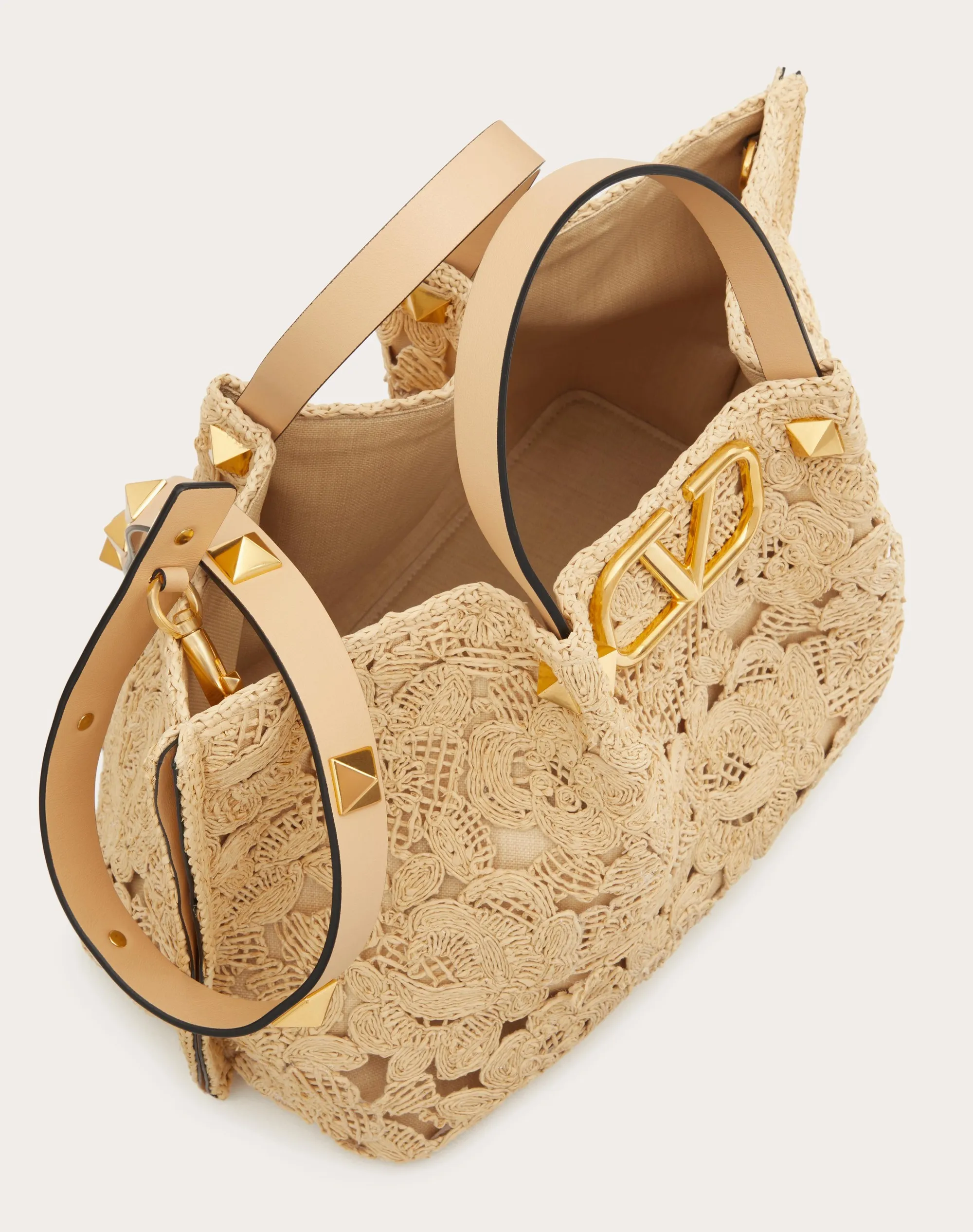 BORSA SHOPPING MEDIA IN RAFIA EFFETTO PIZZO