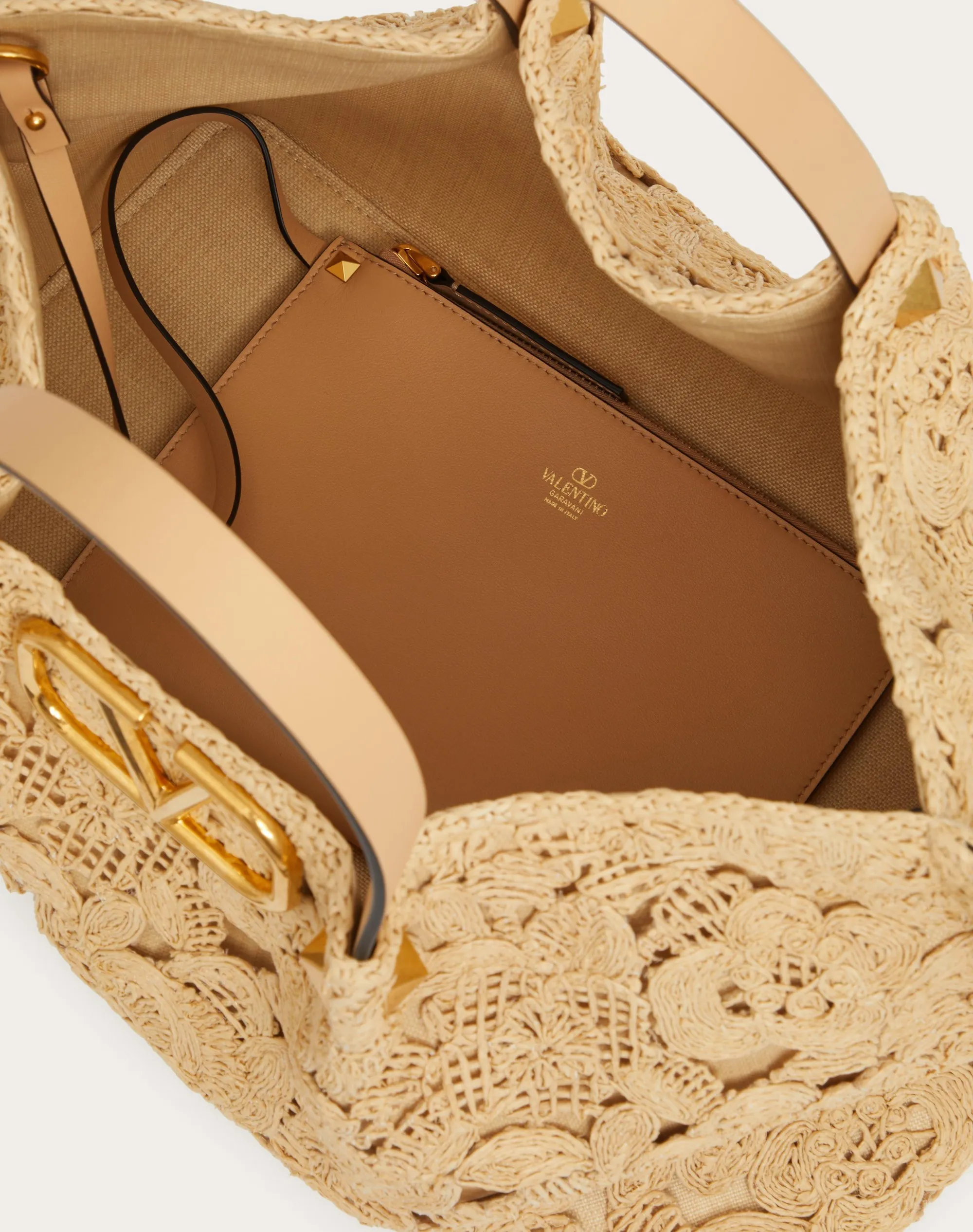 BORSA SHOPPING MEDIA IN RAFIA EFFETTO PIZZO
