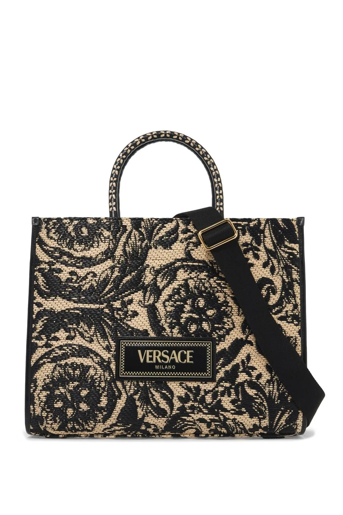 Borsa tote media in rafia Athena Barocco