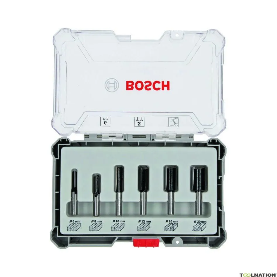 Bosch Professional Accessori 2607017465 Set di frese diritte da 6 pezzi con codolo da 6 mm
