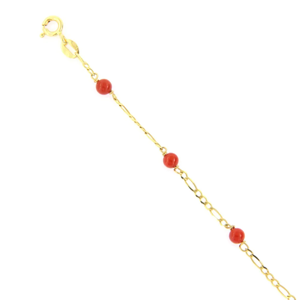 Bracciale Battesimo in Oro Giallo con Coralli