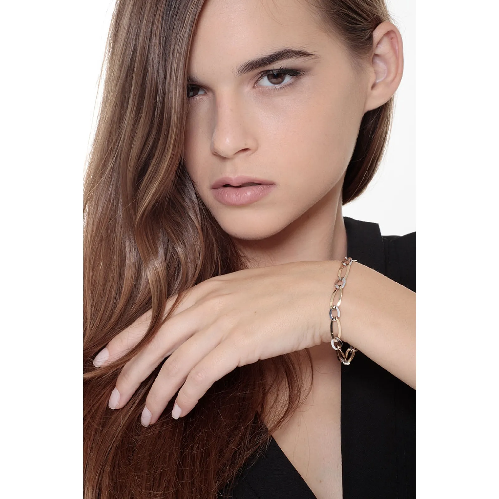 Bracciale Donna Fantasia in Oro Giallo e Bianco 18k, cm 20.