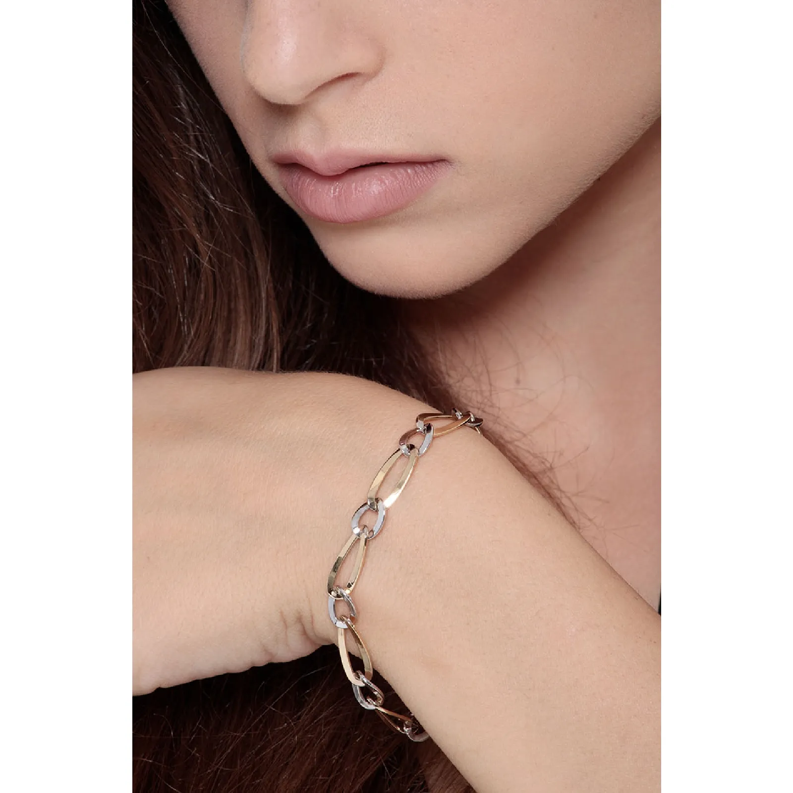 Bracciale Donna Fantasia in Oro Giallo e Bianco 18k, cm 20.