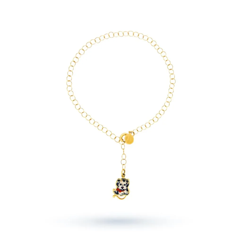 Bracciale Gabriella Rivalta oro giallo anellini cucciolo Dalmata