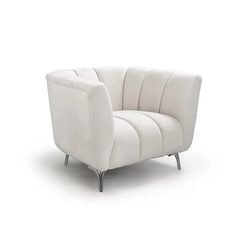 Braid Poltrona Peggy in tessuto, bianco lunare