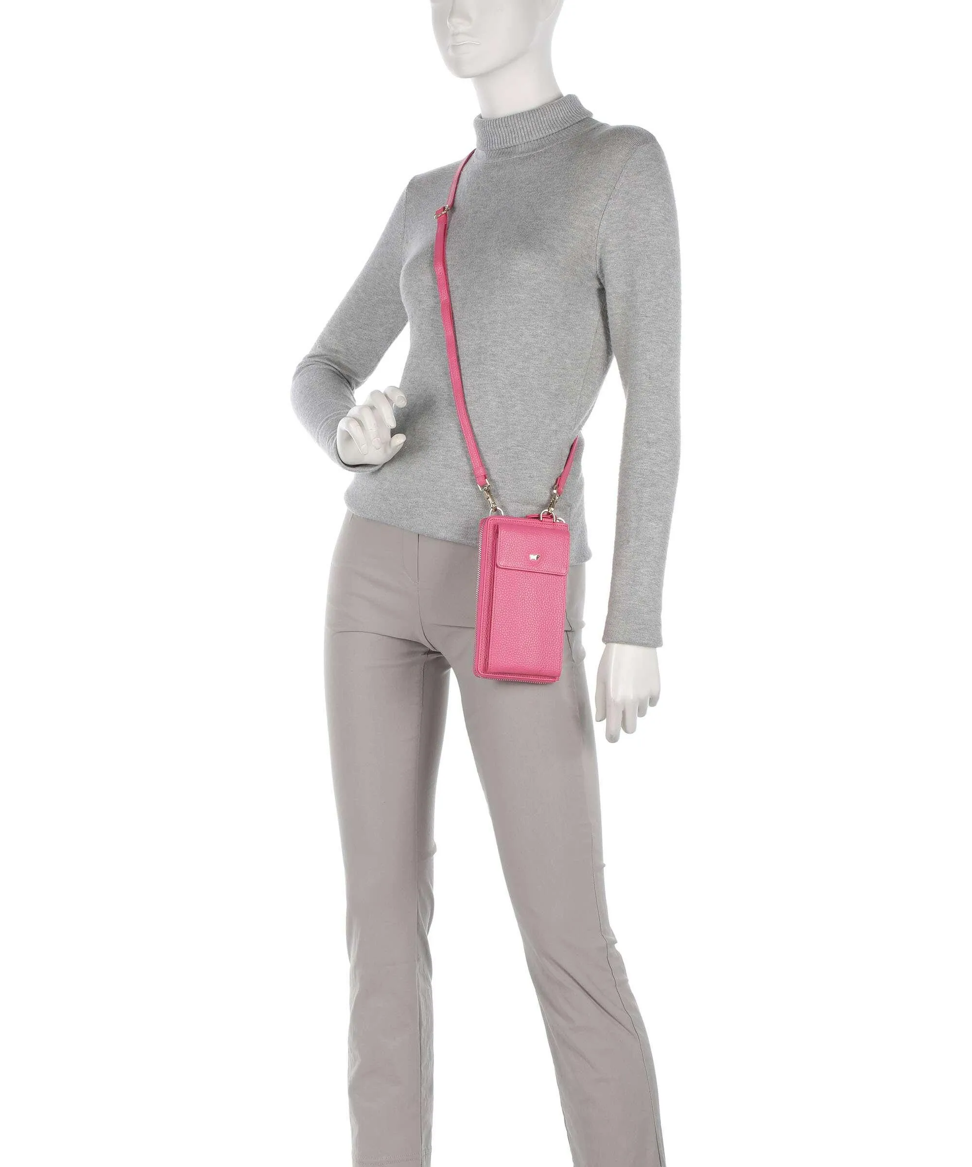  Braun Büffel Asti Borsetta porta cellulare pelle di vacchetta grana pink  