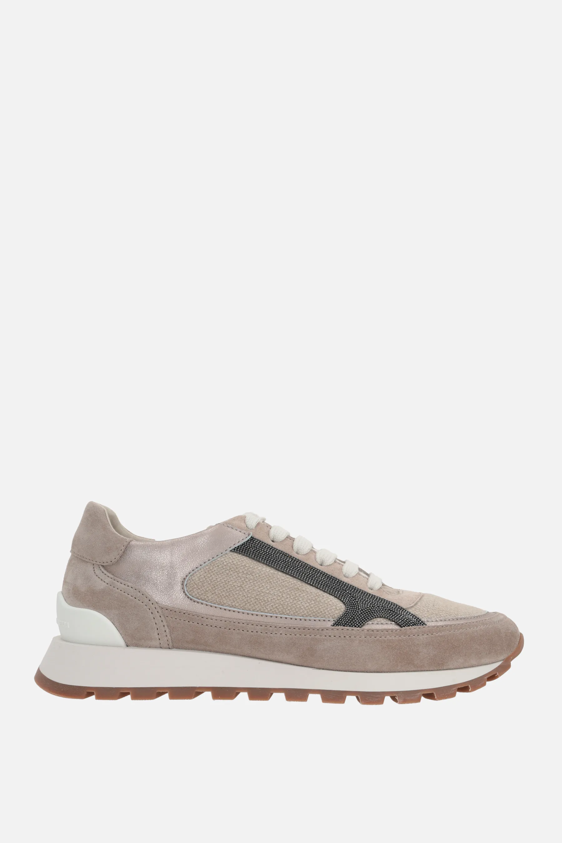 BRUNELLO CUCINELLI sneaker in suede e canvas con Precious Contour