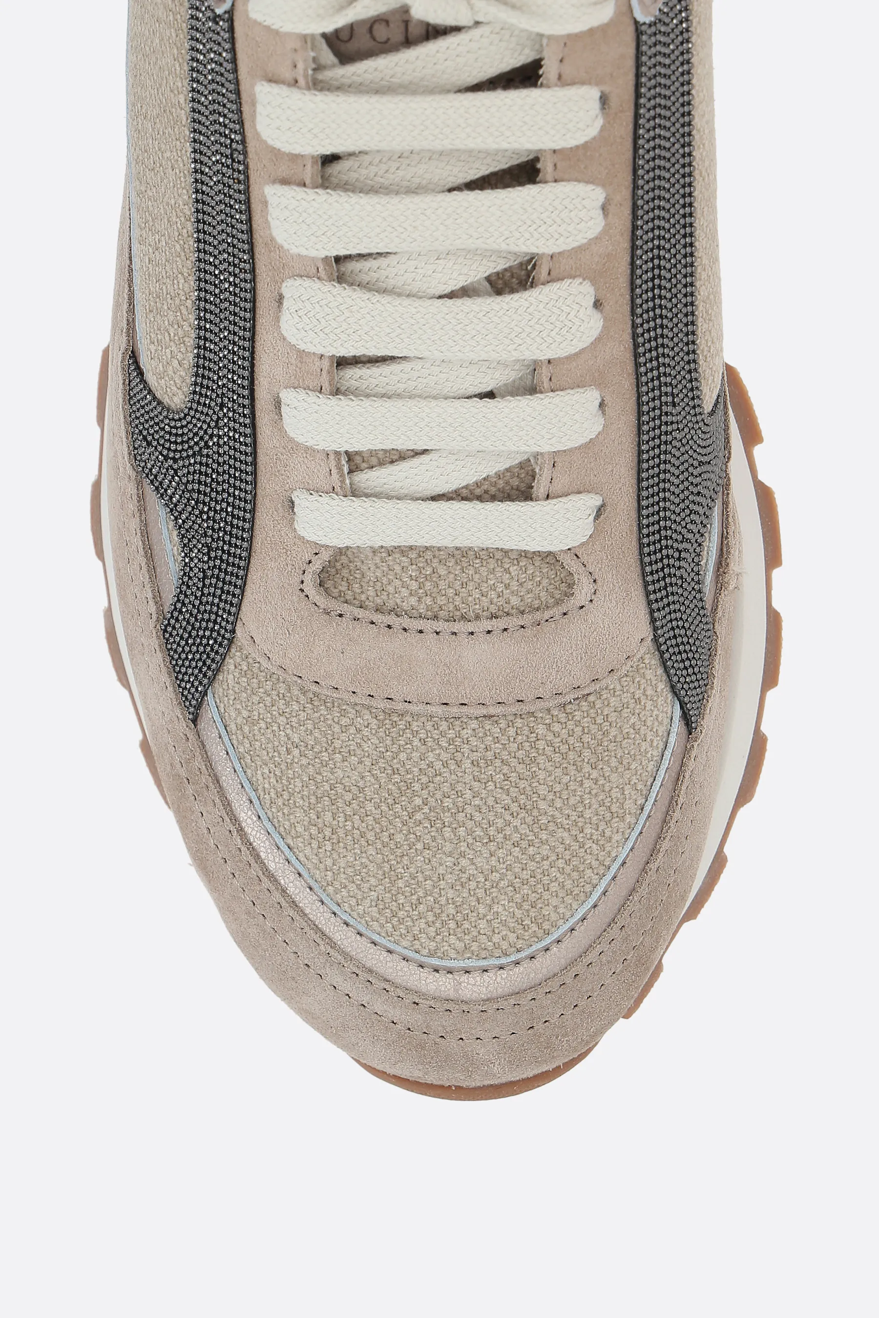 BRUNELLO CUCINELLI sneaker in suede e canvas con Precious Contour