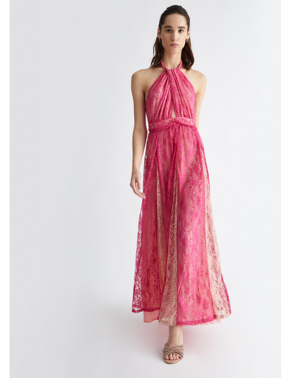 CA4340 ABITO LUNGO LIU JO DONNA VESTITO CERIMONIA IN PIZZO ELEGANTE WOMAN DRESS