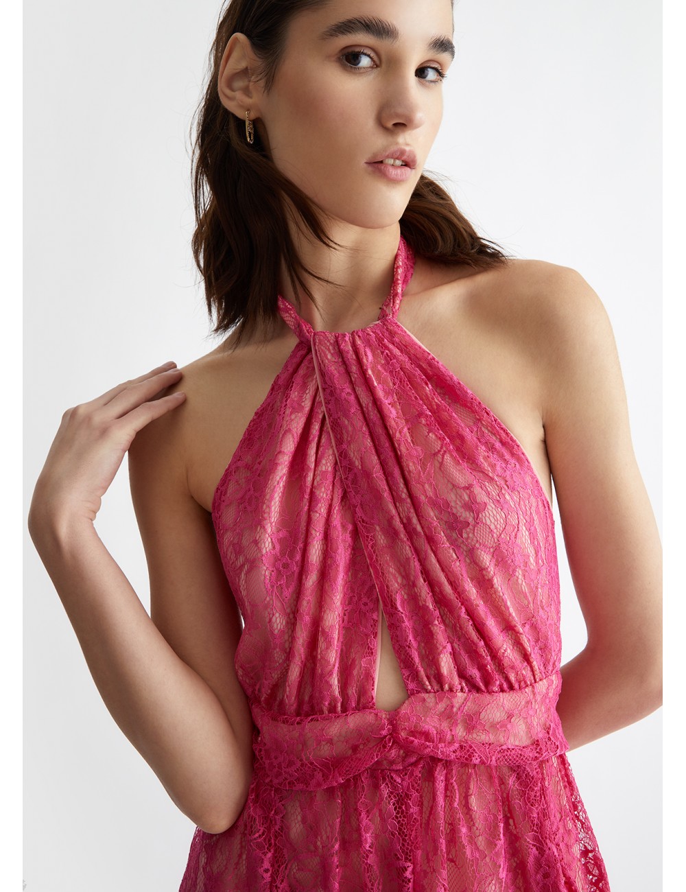 CA4340 ABITO LUNGO LIU JO DONNA VESTITO CERIMONIA IN PIZZO ELEGANTE WOMAN DRESS