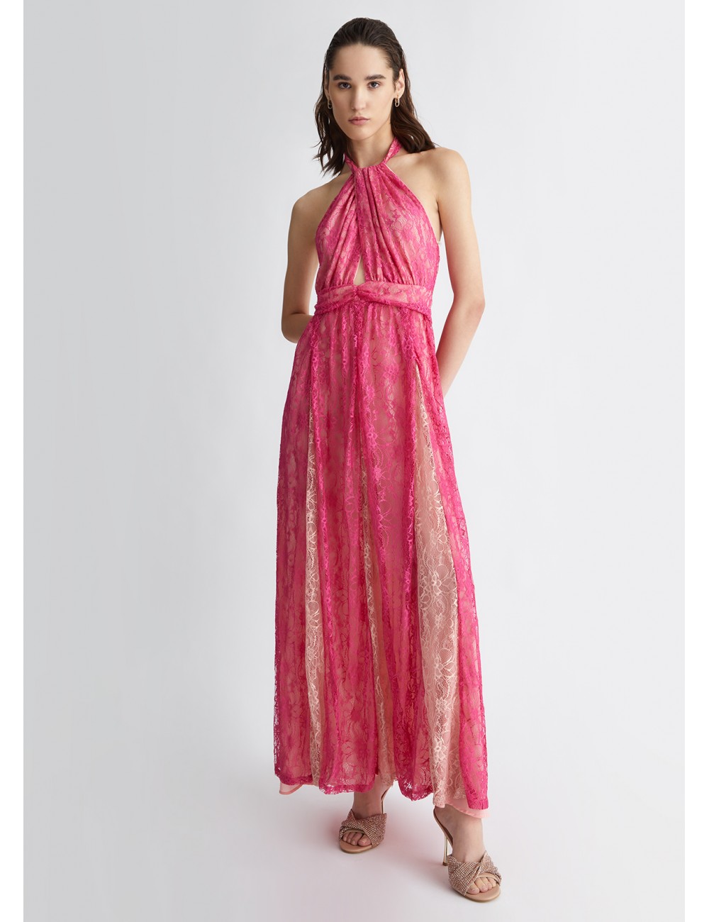 CA4340 ABITO LUNGO LIU JO DONNA VESTITO CERIMONIA IN PIZZO ELEGANTE WOMAN DRESS